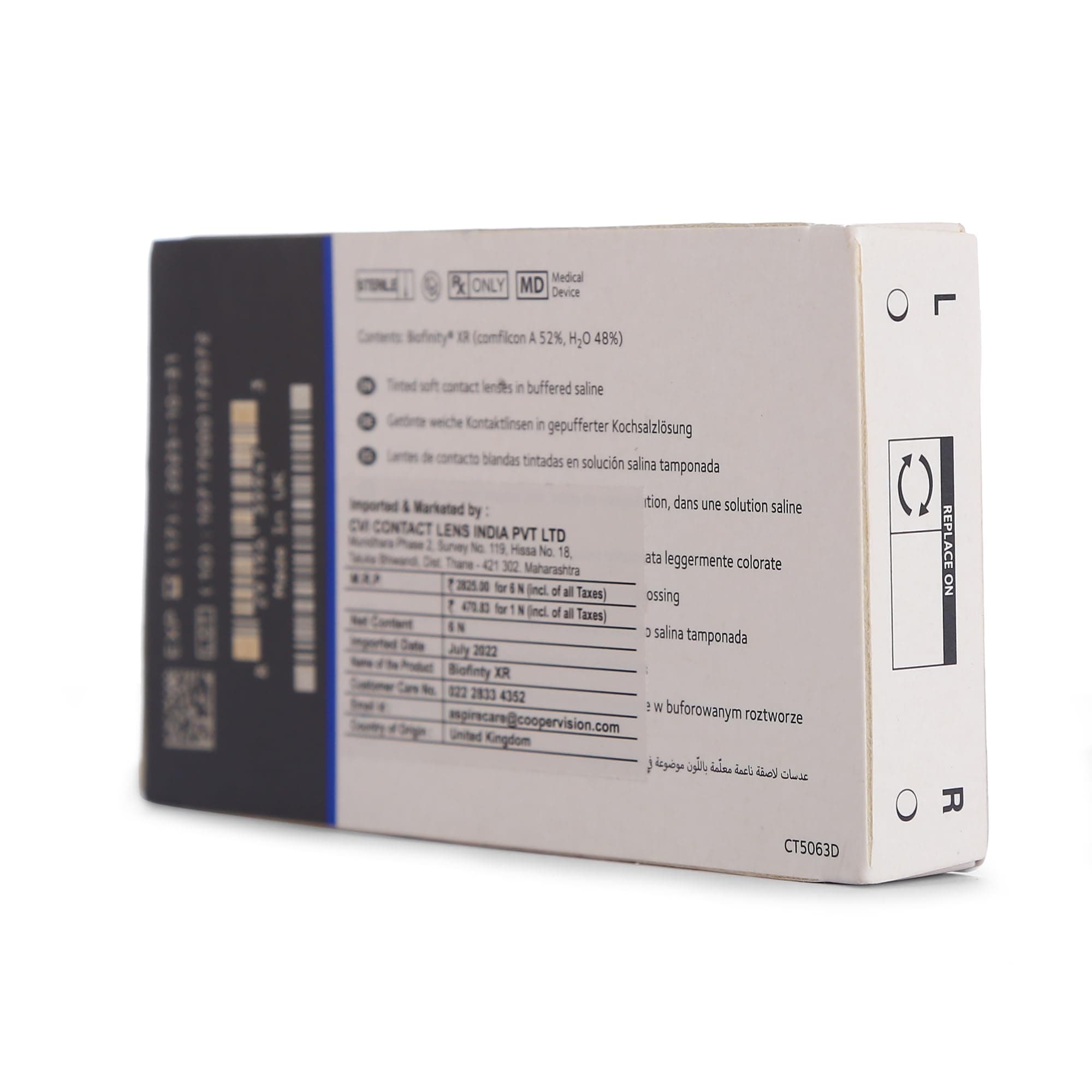 CooperVision Biofinity XR Monthly Disposable Spherical Silicone Hydrogel Lenses (6 Lenses/Box) (-17.00)