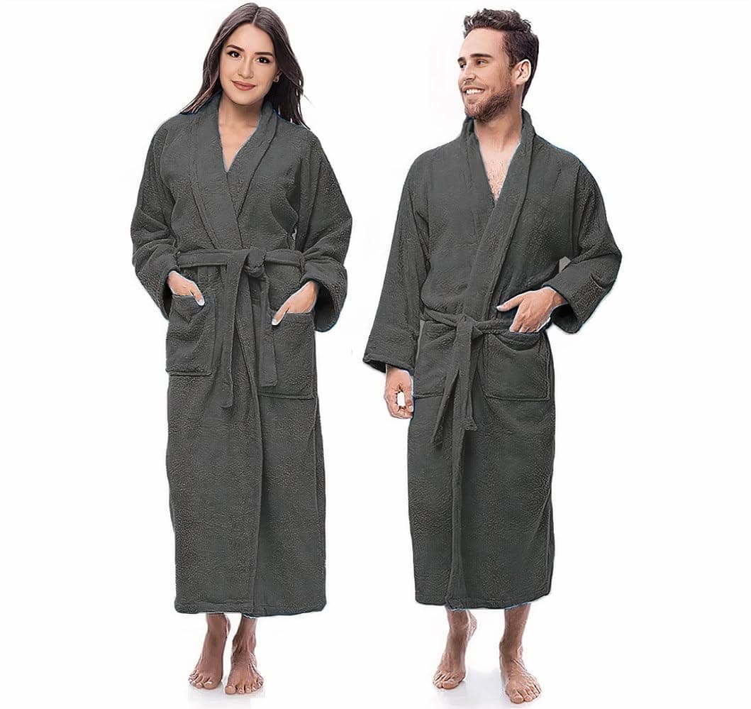100% Cotton Shawl Collar Bathrobe for Women & Men – Terry Cloth, Lightweight Plush Long Spa & Hotel Luxury Robe