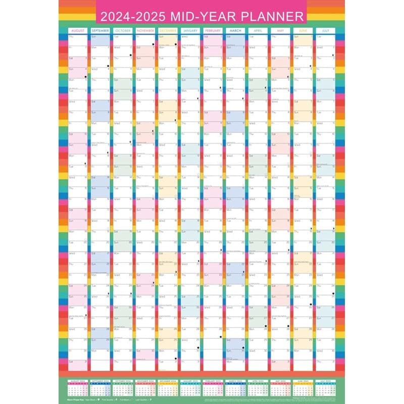 PaulStore 2025 2026 Large Academic Mid Year Wall Planner Calendar A1 Size 840 x 600mm (Multicolour)