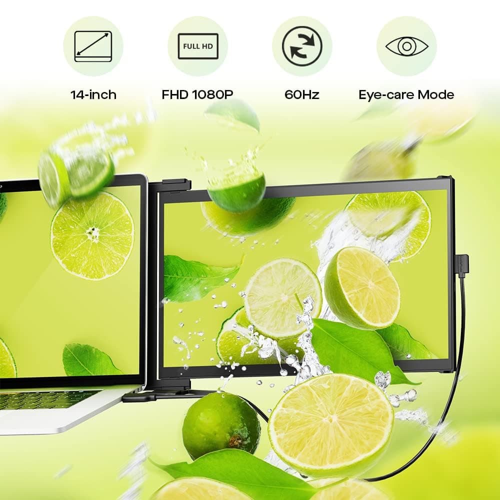 Mobile Pixels 2025 Duex Max DS 14.1'' FHD 1080p Laptop Screen Extender, USB Type-C/HDMI Ports, Portable Monitor for 14'' to 17 Inch Laptops, Compatible with macOS/Windows/Apple/Android/Switch(Black)