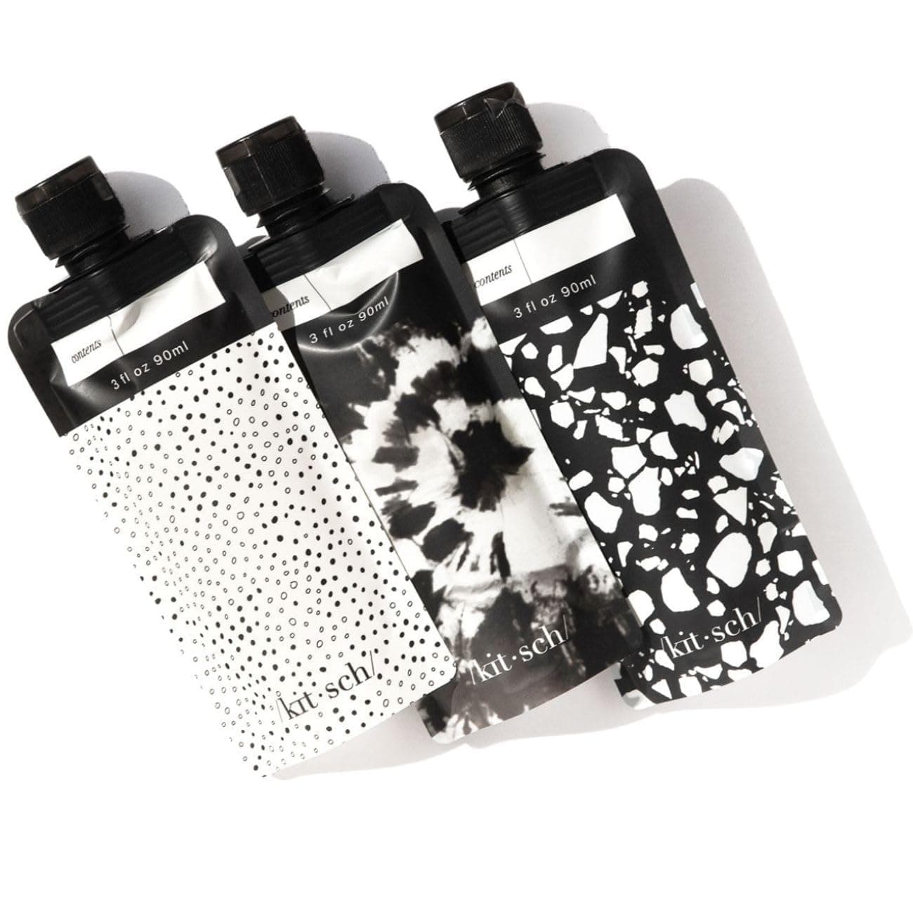 Kitsch Travel Bottles for Toiletries, TSA Approved 3oz Travel Size Containers, BPA Free Leak Proof Refillable Liquid Squeeze Travel Pouches for Shampoo Conditioner, Flat Travel Tubes for Lotion 3 Pack