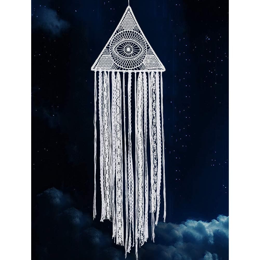 KHOYIME Large Dream Catchers White Dreamcatcher with Evil Eye Bohemian Wall Hanging for Bedroom Home Decoration Room Ornament Crafts Gift