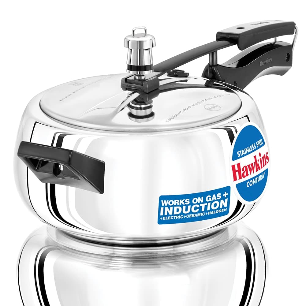 3.5 Litre Contura Pressure Cooker, Stainless Steel Inner Lid Cooker, Handi Cooker, Induction Cooker, Silver (SSC35)