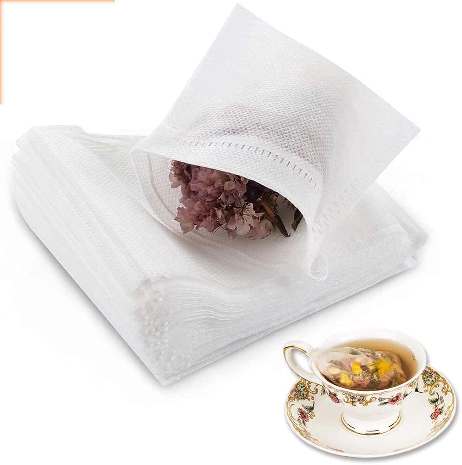 400 Pcs Cotton Muslin Drawstring Bags，Food Grade Reusable 100% Mesh Bags For Cooking, Soaking Medicinal Liquor, Tea Coffee Filter, Store Spices (3.54 X 2.75 Inch）