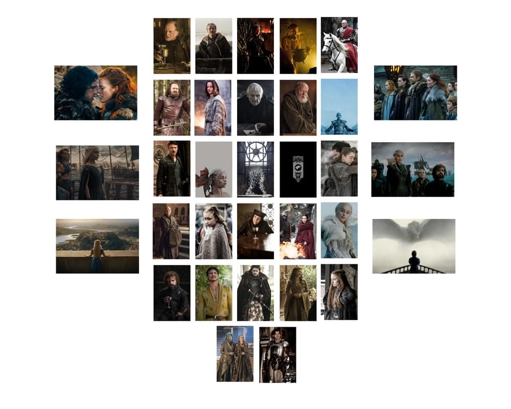 Posters Inc Pack of 33 Game Of Thrones Posters, Home Decor Items For Living Room, Aesthetic Wall Stickers For Bedroom And Gym, Gifts For Men, Multi Size Collage Art Kit, 300 GSM Paper