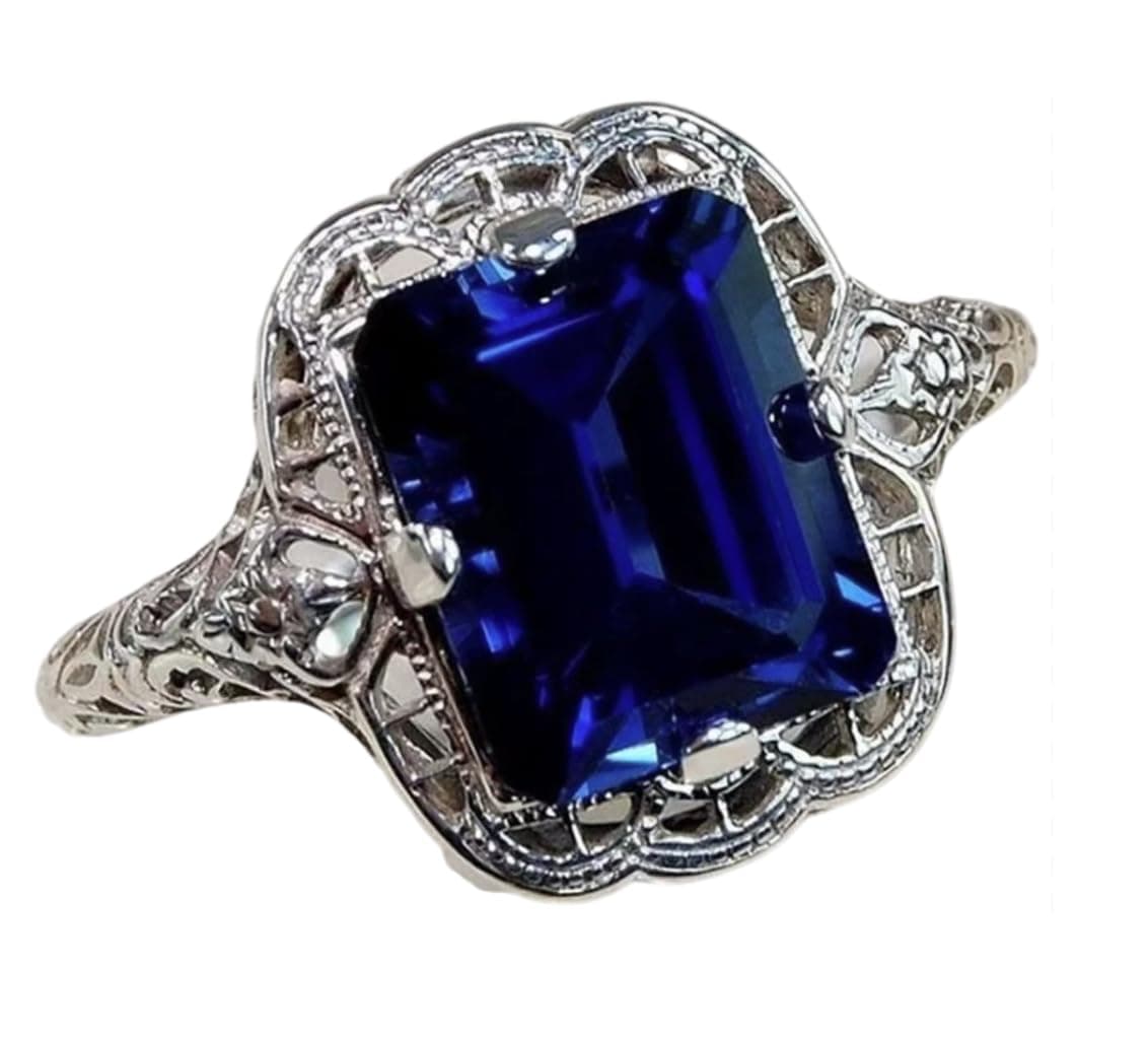 Elegant Huge Natural 3.5Ct Tanzanite 925 Silver Sapphire Ring Women Wedding Engagement Size 6-10