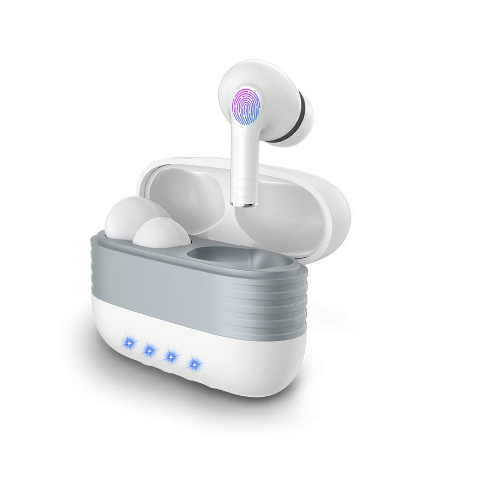 Wireless Headphones, Bluetooth 5.0 Stereo Headphones Touch Control Headphones True Wireless Earbuds with Portable Charging Case for Sport Workout Gym White