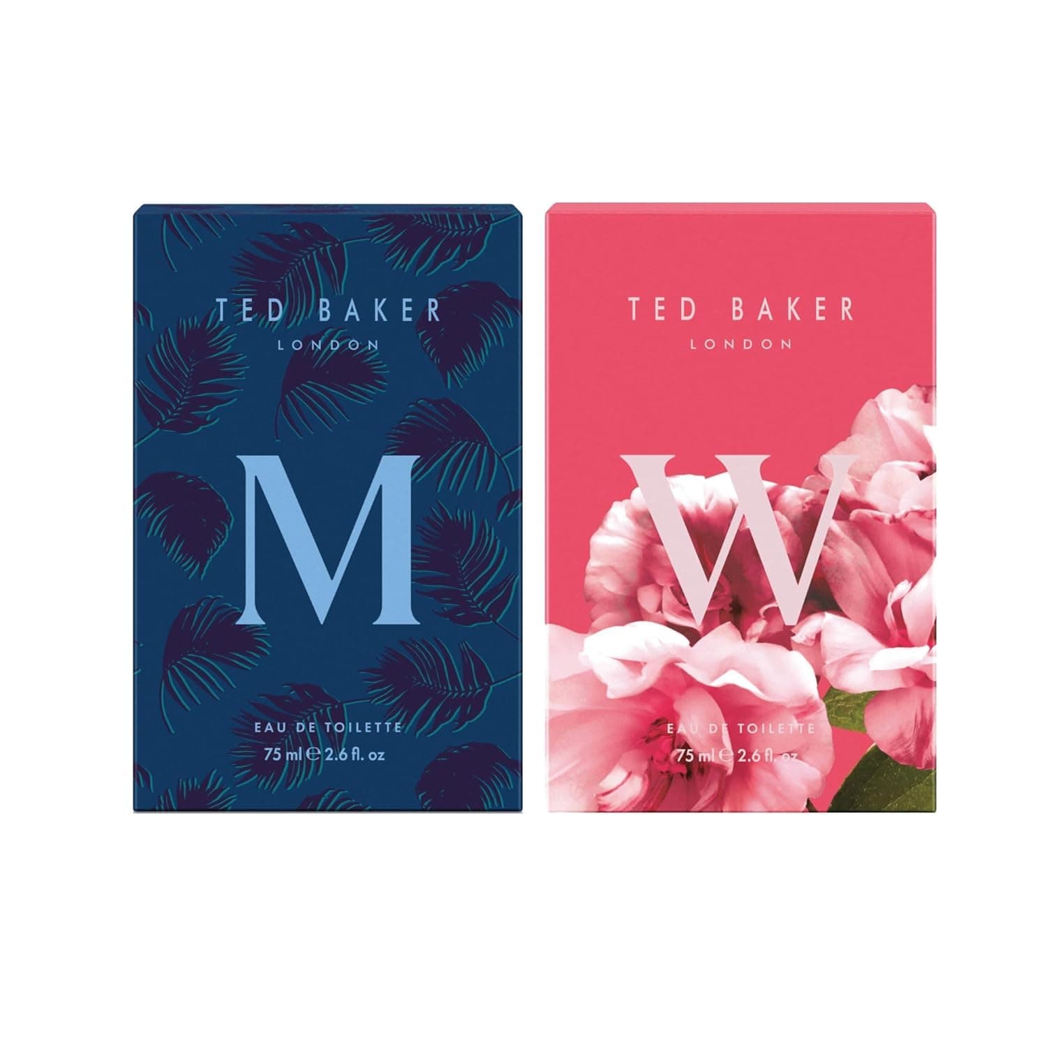 M & W Duo Fragrance Set Men’s and Women’s Eau de Toilette, Fresh Citrus, Spicy & Fruity Floral, Long-Lasting 75ml Each, Designer Perfume Set for Couples 2 x 2.5 fl oz