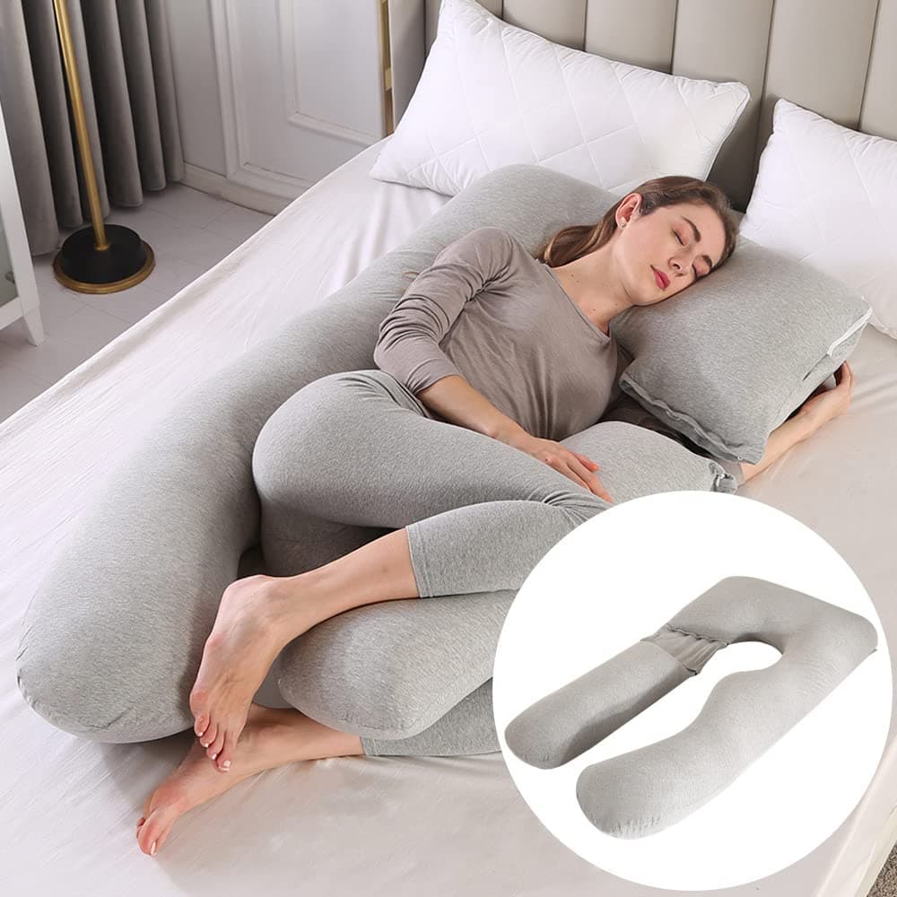 Detachable Pregnancy Pillow, 2 in 1 Full Body Pillow Maternity Pillows, Pregnant Pillows for Sleeping and Maternity Support - Support for Back, Hips, Legs, Belly for Pregnant Women (C-Light Grey)