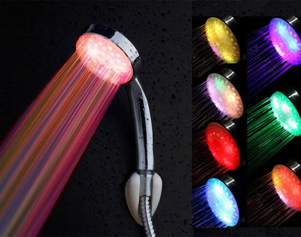 Yagosodee Handheld LED Shower Head,7 Colors Colour Changing Light up Handheld Disco Shower Head,Higher Pressure Water Saving,Chrome Finish, Water Saving Shower Head
