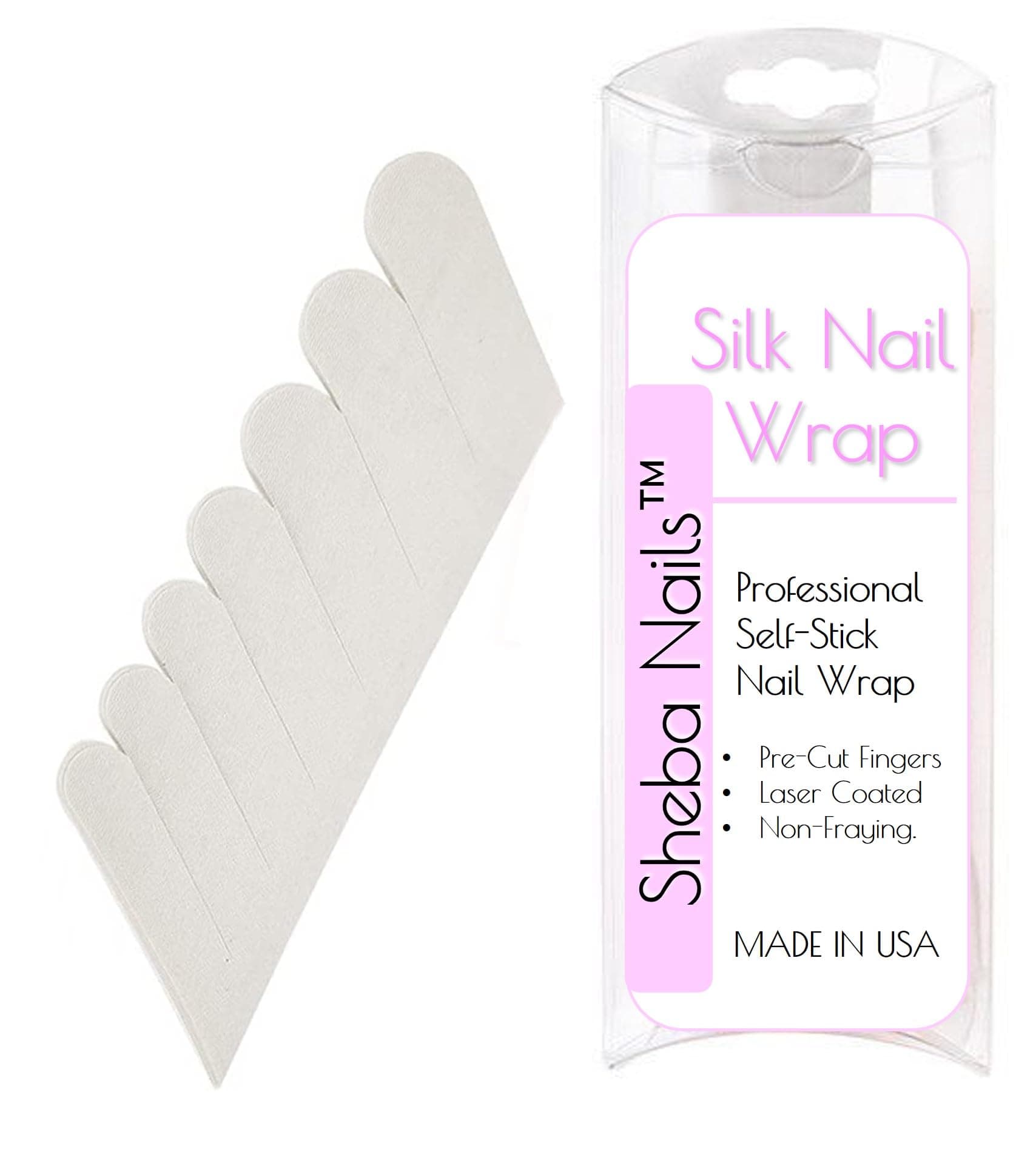 SHEBA NAILS Silk Nail Wrap Self-Adhesive Pre Cut Fingers - White, 70 Finger Tabs