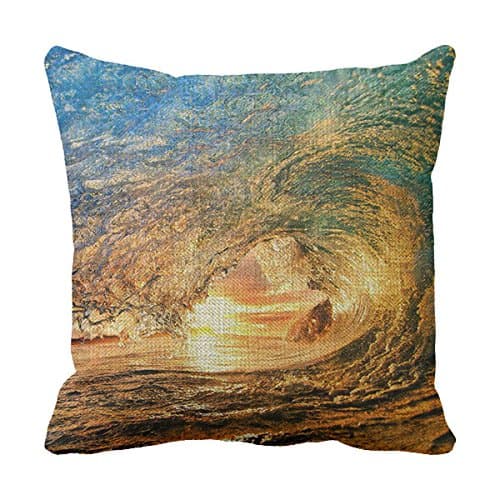LetterT Ocean Decorative Cushion Covers Ocean Wave Square Linen Throw Pillow Throw Cushion Cover