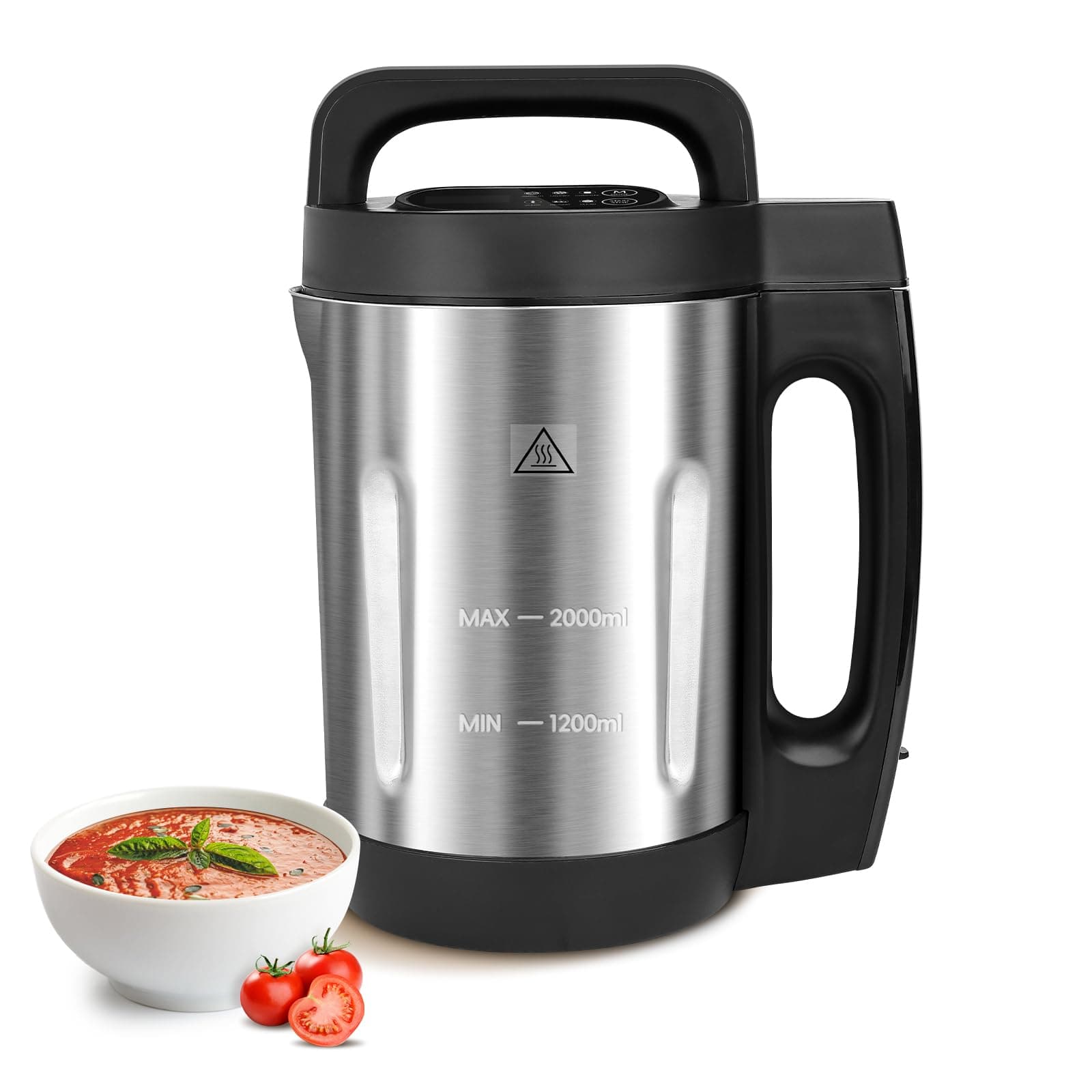 Soup Maker 2 L, Makes 4-6 Servings, Soup Maker Machine with 6 Preset Programs, Electric Soup Machine Automatic Heating and Blending for Purées, Baby Foods, Smoothies, Stainless Steel