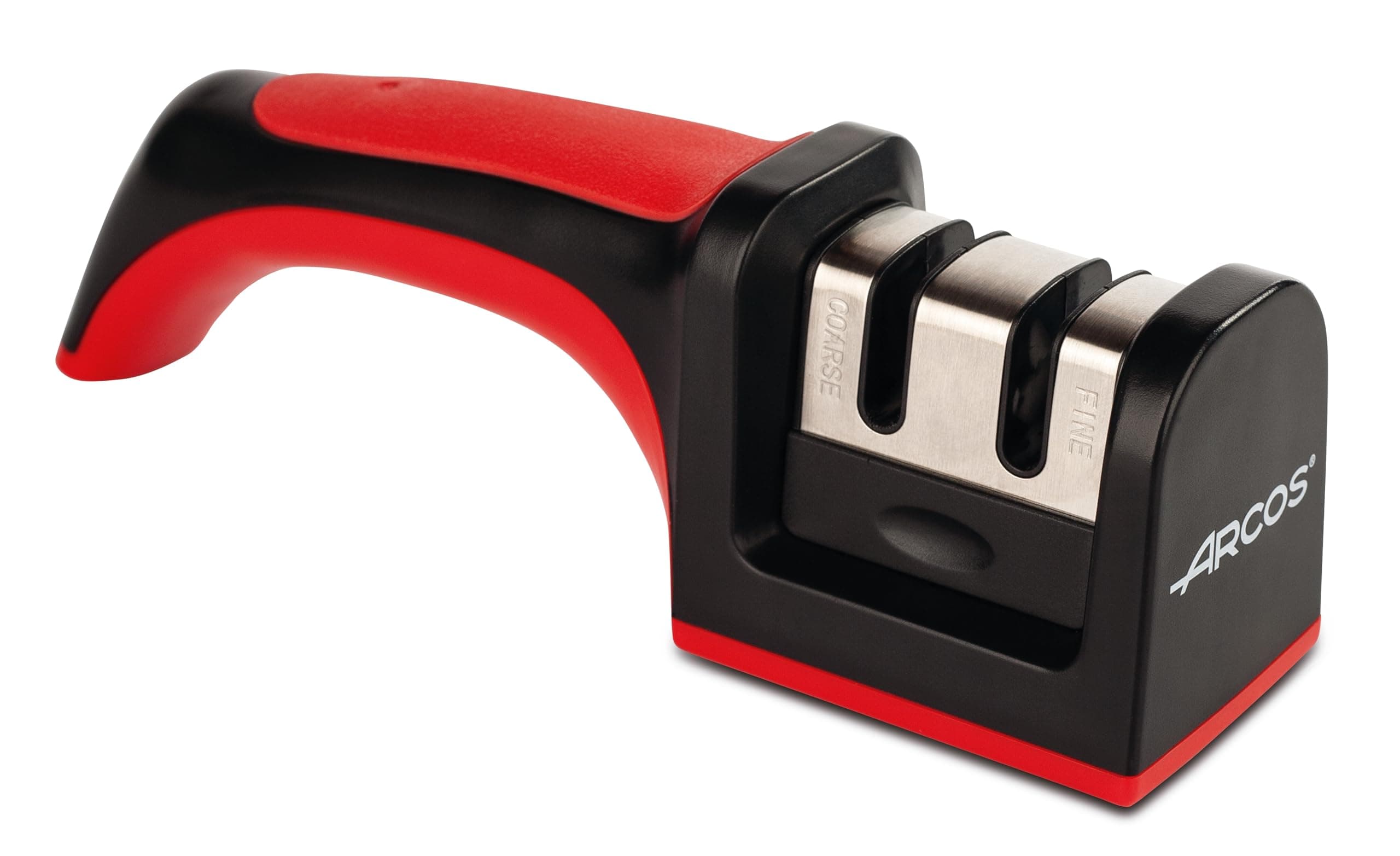 Sharpeners - Manual Knife Sharpener - Made of ABS + TPE - Carbide and Ceramic Rollers - Black and Red Color