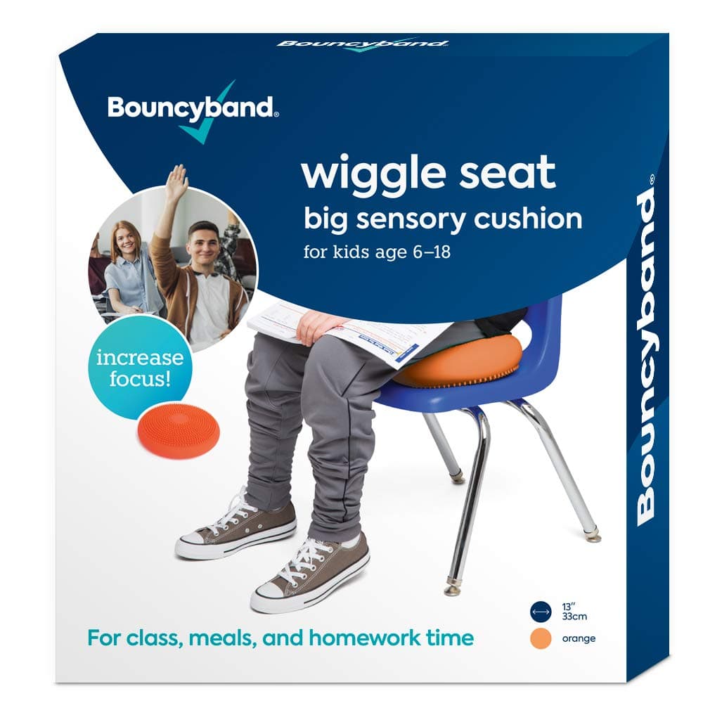 Bouncyband – Wiggle Seat – Orange, 13” D – Large Sensory Cushion for Kids Ages 6-18+ – Promotes Active Learning, Improves Student Productivity, Includes Easy-Inflation Pump