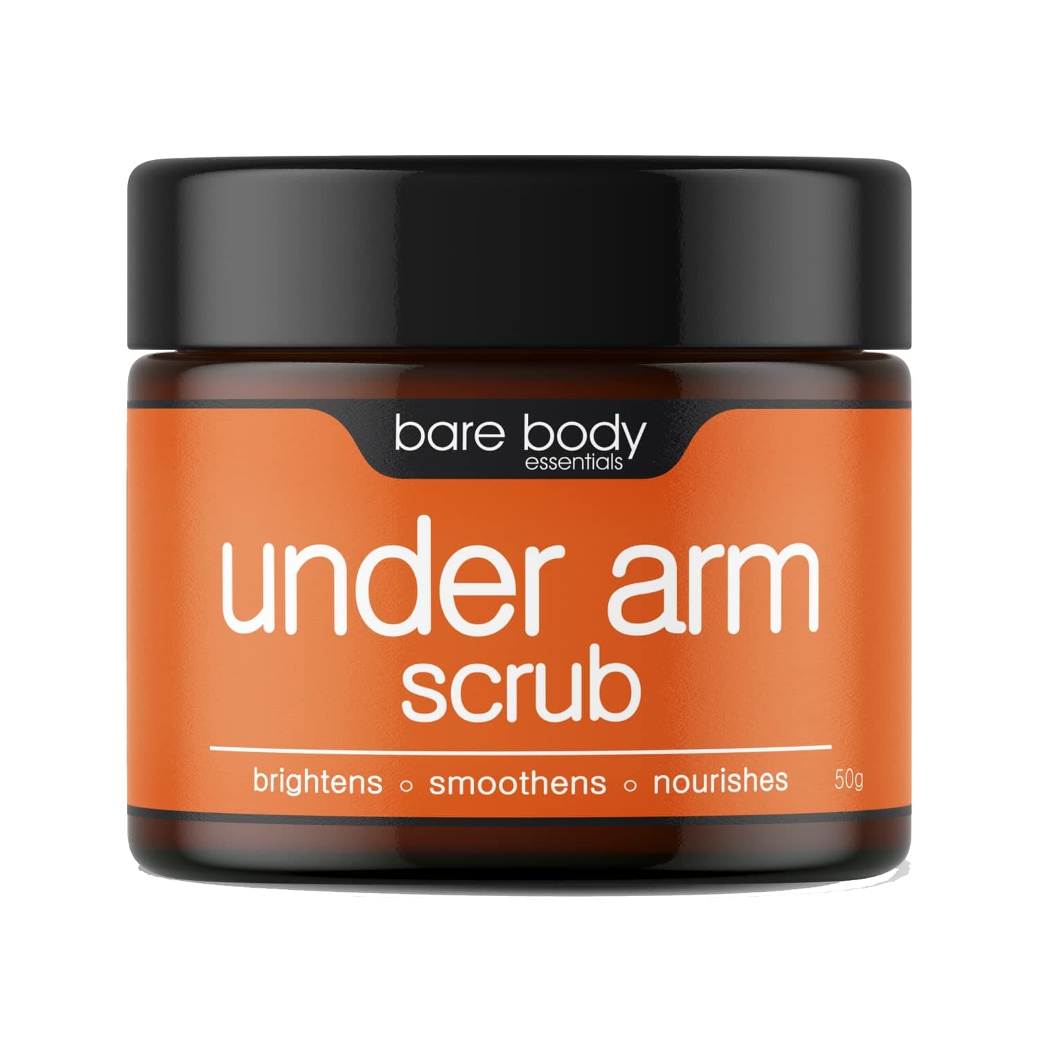 Bare Body Essentials Under Arm Scrub, Dermatologist Approved, Gently Exfoliates The Sensitive Skin of Under Arms, Blend of Coconut Oil and Coconut Shell Powder Brightens Softens Nourishes and Smoothens your Underarms, 50g
