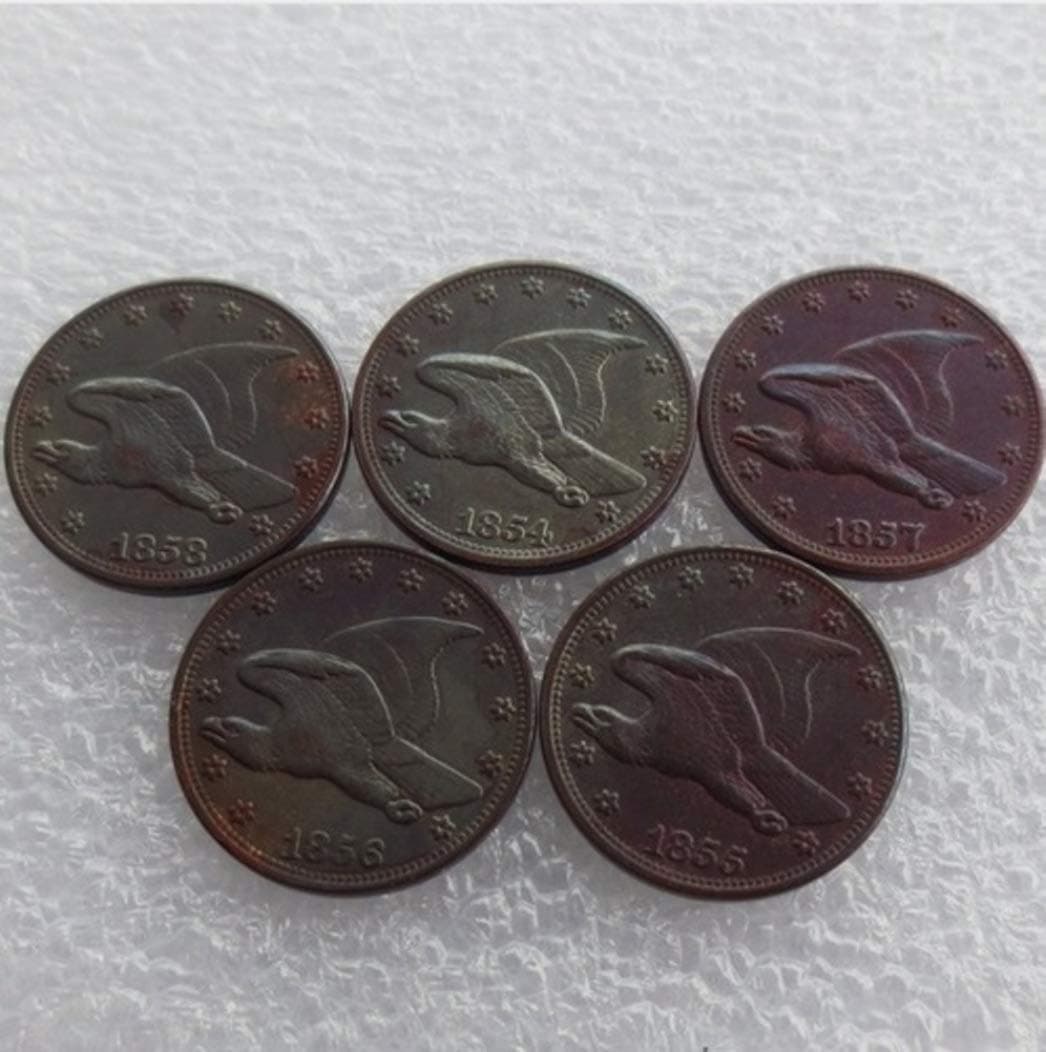 Rare Antique USA United States Full Set of 1854-1858 5pcs Flying Eagle Cents Coins