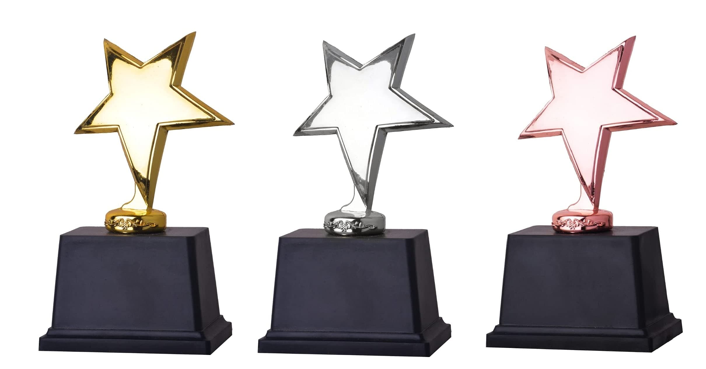 TMW Star Trophy Set of 3 Gold, Silver. Copper for Winner 1st 2nd 3rd