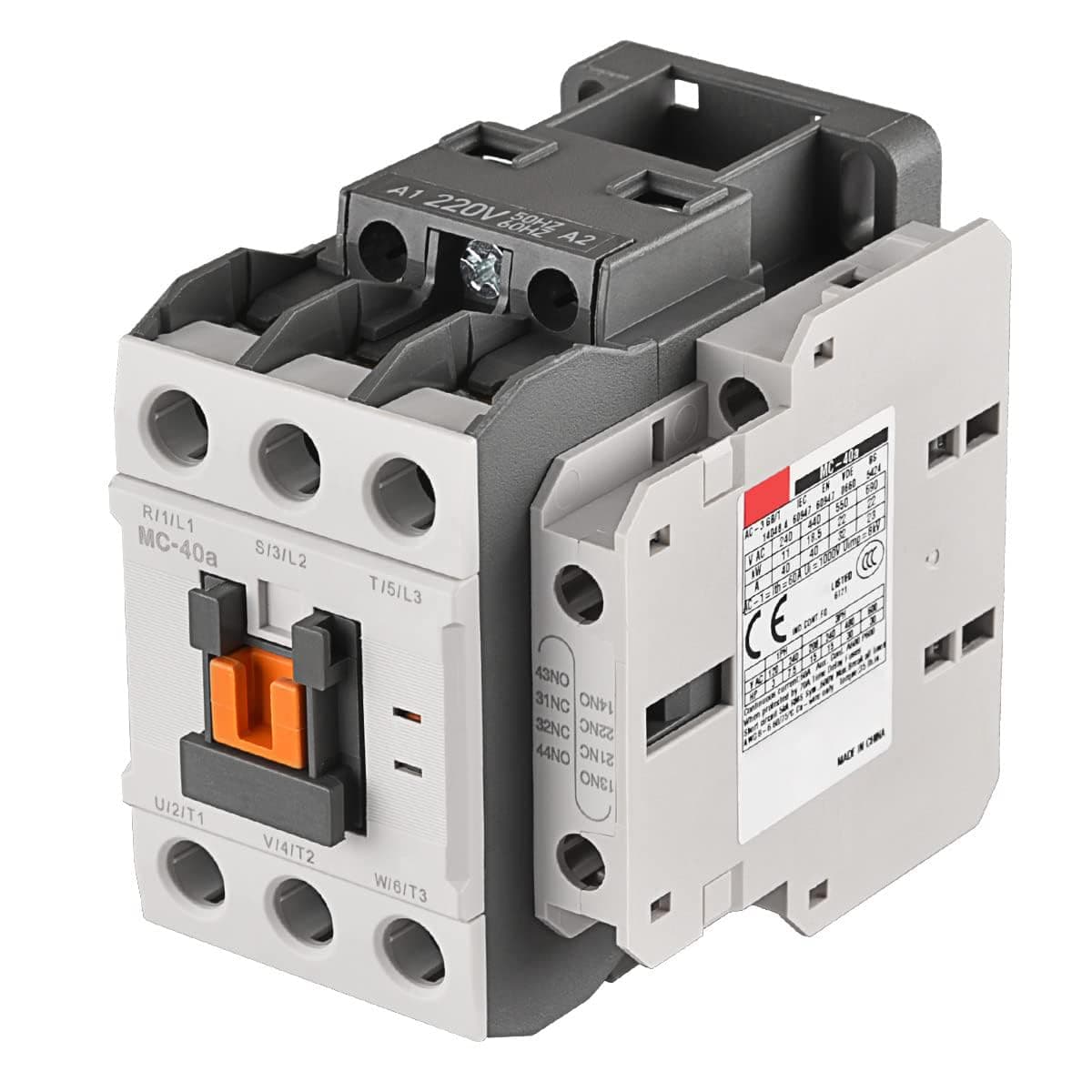 Heschen MEC Magnetic AC Motor Contactors, MC-40a, 220-240VAC 50/60Hz, 1a1b, DIN Rail, UL