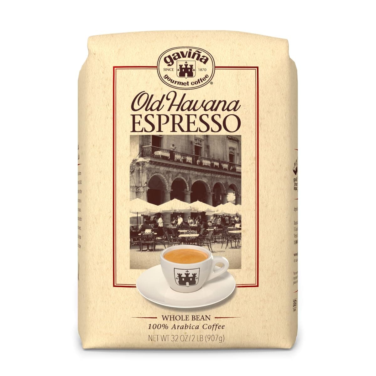 Gavina Espresso Whole Bean Coffee, 32 oz, Dark Roast, 100% Arabica, 32 Pieces, 907.18 g