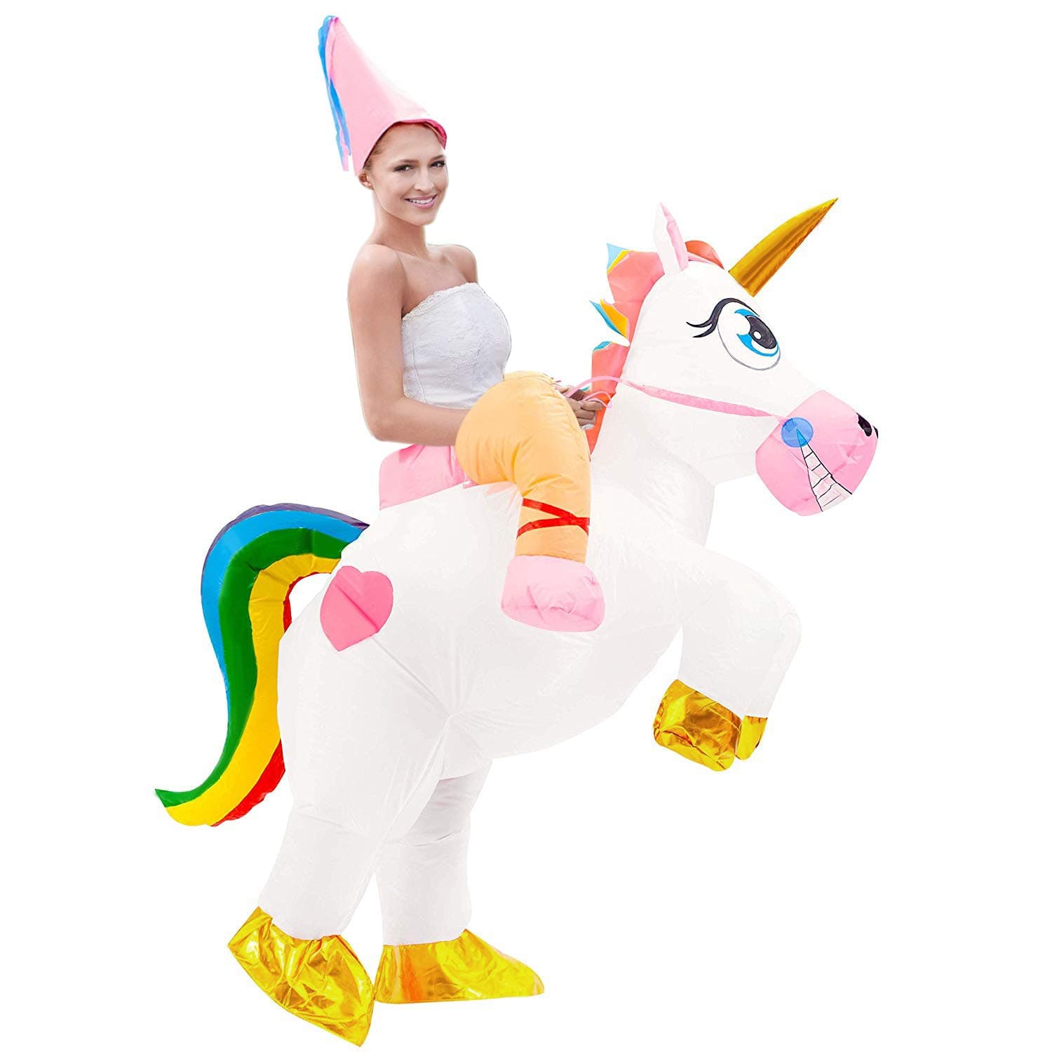 Inflatable Unicorn Costume Adult Halloween Cosplay Costumes Riding Unicorn Suit Blow up Fantasy Costume for Women Men