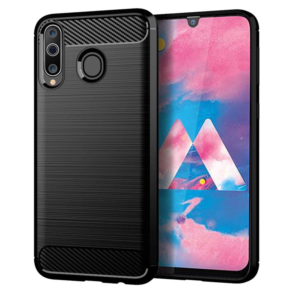 Samsung Galaxy M30 Case,MAIKEZI Soft TPU Brushed Anti-Fingerprint Full-Body Protective Phone Case Cover for Samsung Galaxy M30 2019 6.4"(Black Brushed TPU)