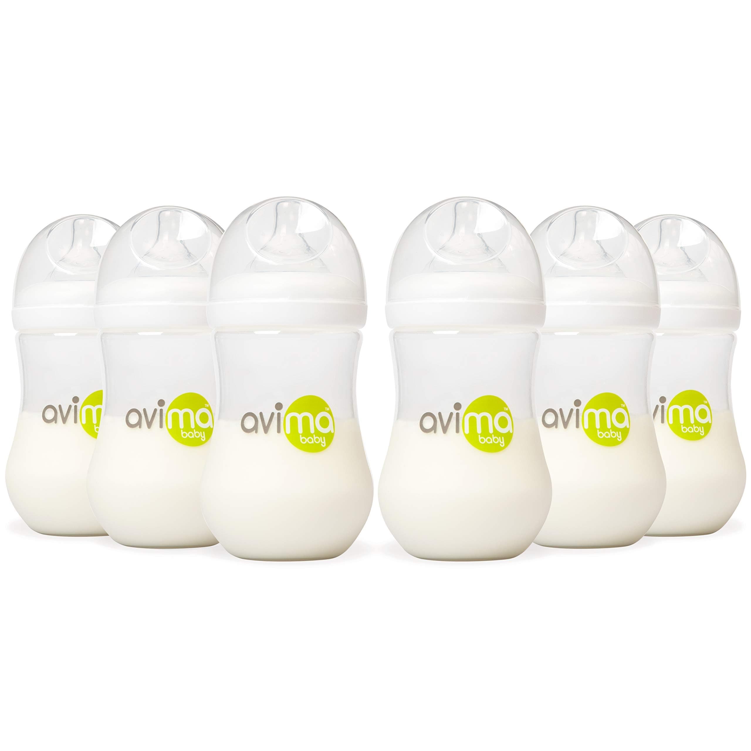 Baby 9 oz Anti Colic Baby Bottles for Breastfed Babies - Medium Flow Nipples, Wide Neck Bottles, BPA Free - 3-6 Months, Stage 2 (Set of 6)