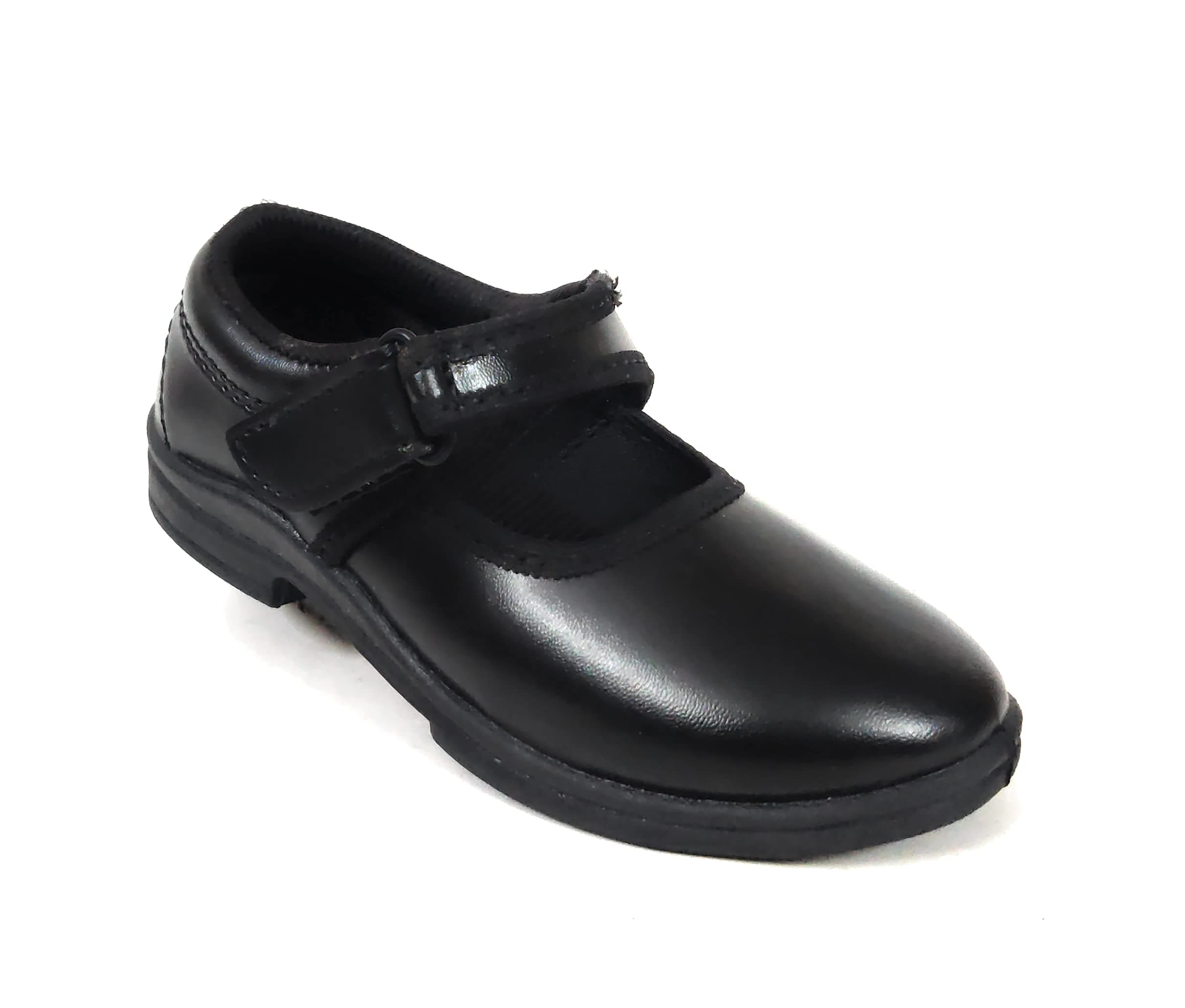 CoolzGirls Black School Shoes Ankle Deluxe (V) Ballerina
