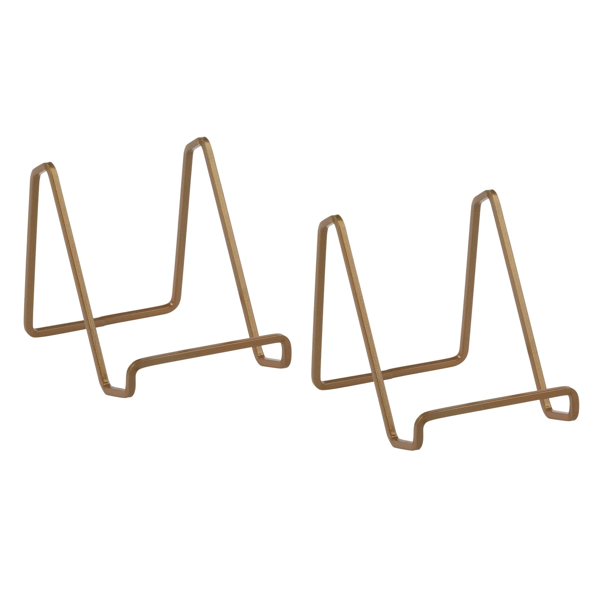 TRIPAR 2個パック 4インチ メタルゴールド塗装スクエアブックホルダー/スタンド ワイヤーミニイーゼル テーブル用小型フォトスタンド 写真フレーム 額 プレート用