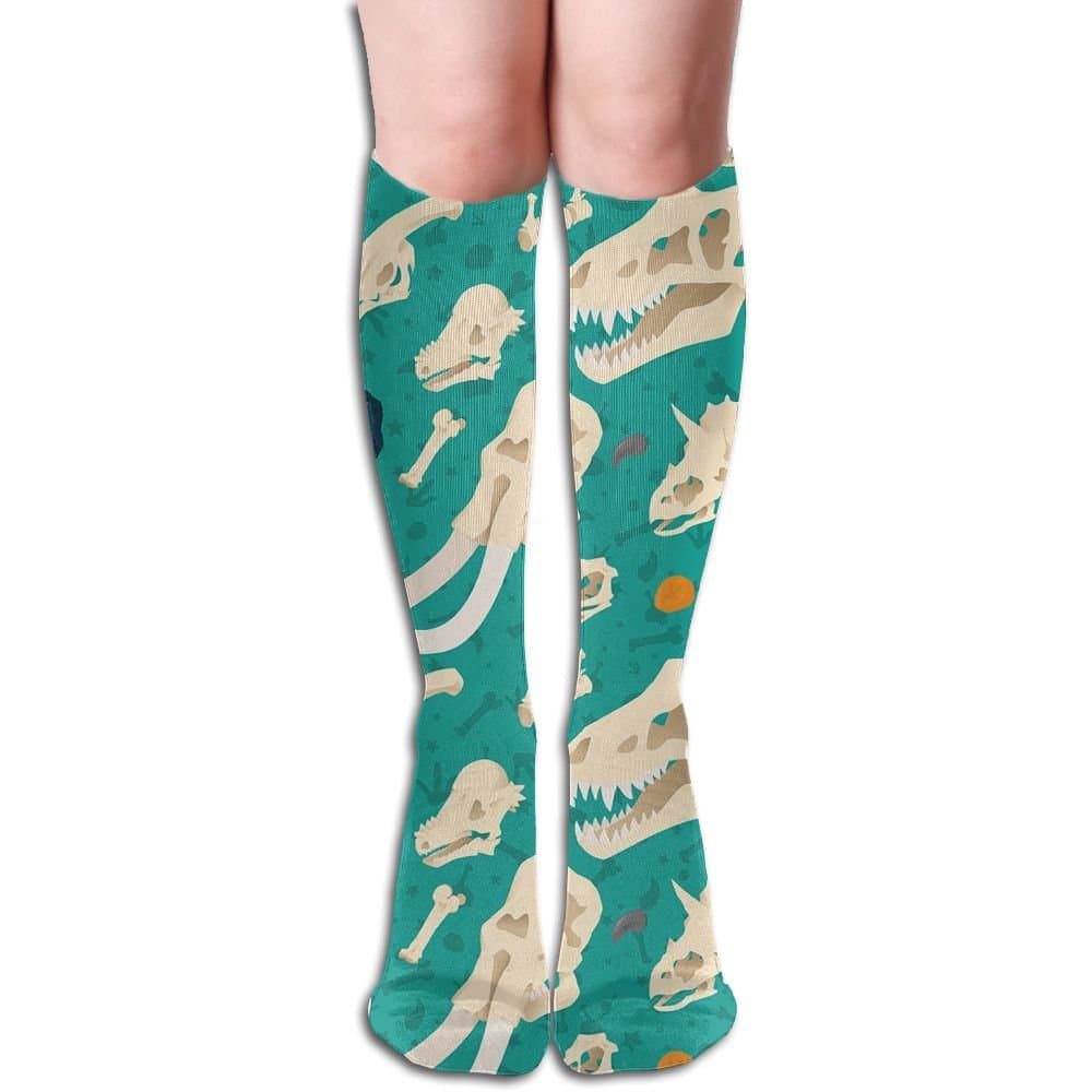 Cotton Dinosaur Skull In Blue Casual Socks Crew Socks