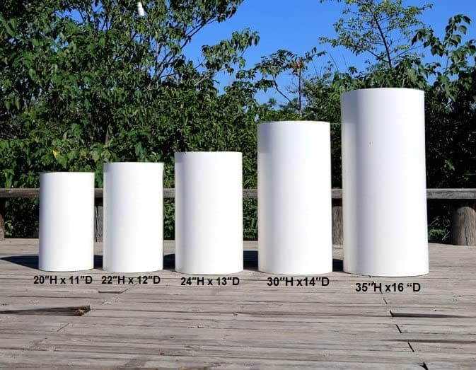 5Pcs Set - Metal Cylinder Stands for party, Decor White Cylinder Plinth Wedding Props , Pedestal Display Cylindrical, Wedding Backdrop Stand, for Baby Shower Party Dessert Table Party Decorations