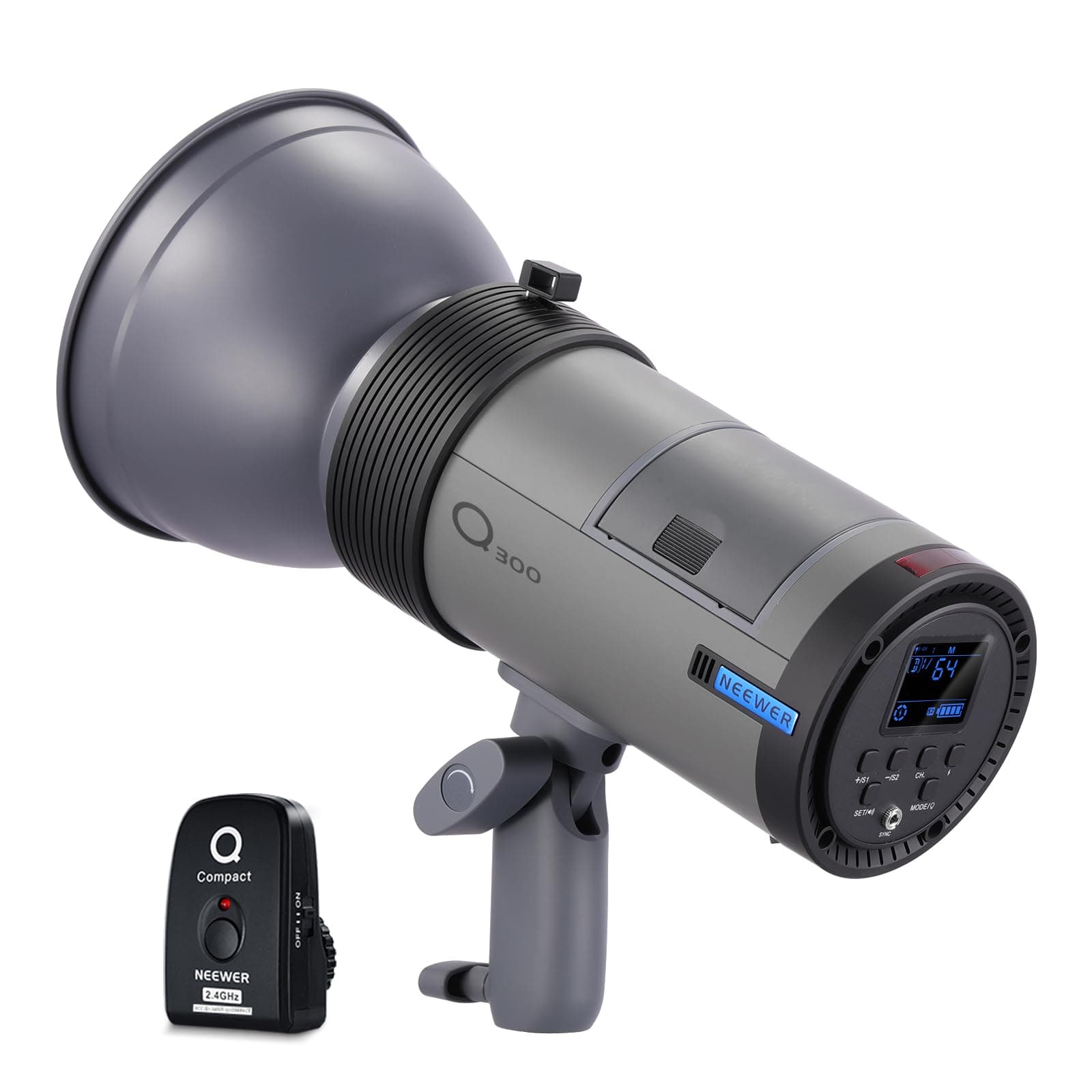 Q300 300Ws 2.4G Outdoor Studio Flash with Q Compact Wireless Trigger, 7800mAh Li ion Battery Powered Strobe Light Photography Cordless Monolight with 1000 Full Power Flash 0.4-2.5s Recycle