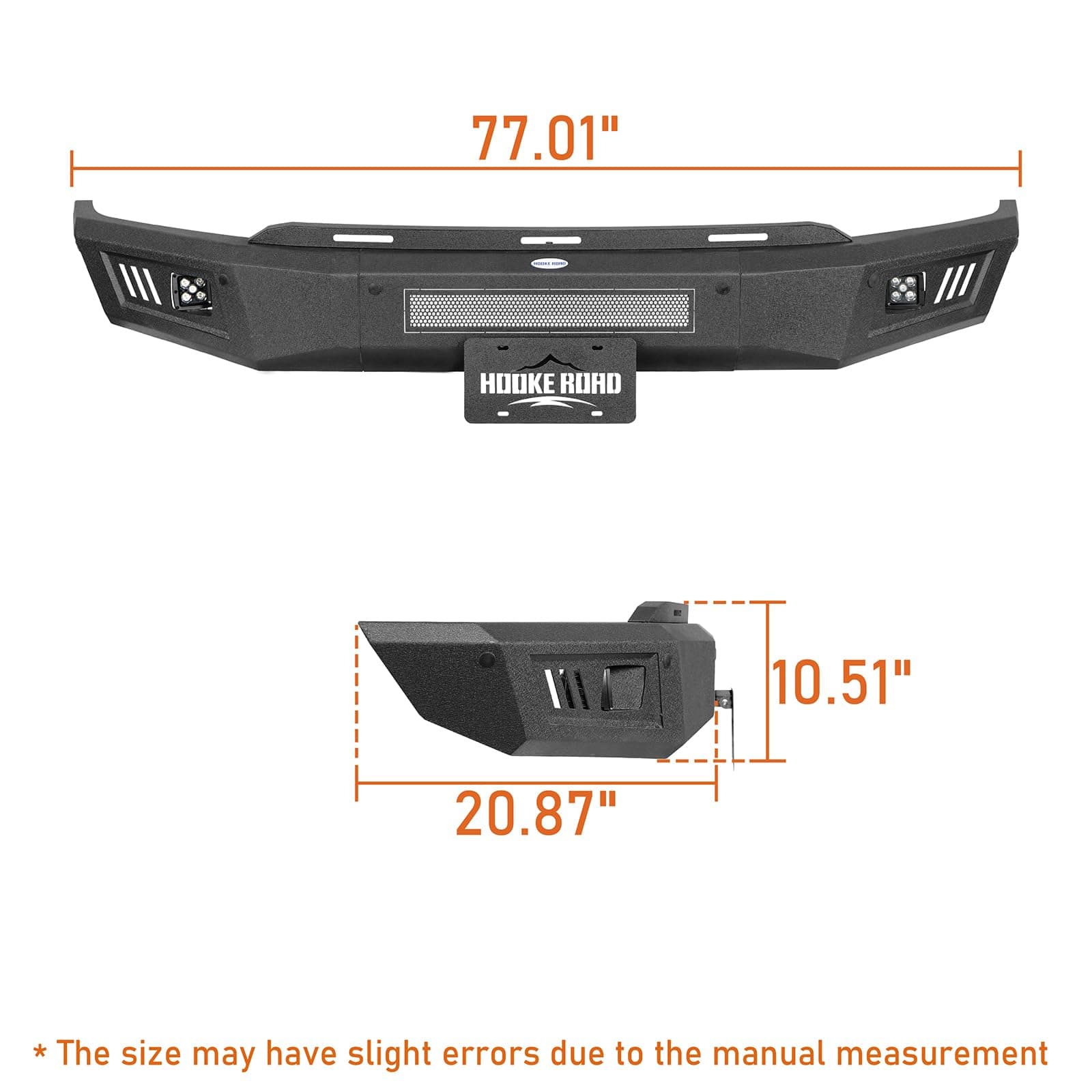 Hooke Road 2021 F150 Front Bumper w/LED Lights & License Plate Bracket Compatible with Ford F-150 2021 2022 2023 (Excluding Raptor) Pickup Trucks