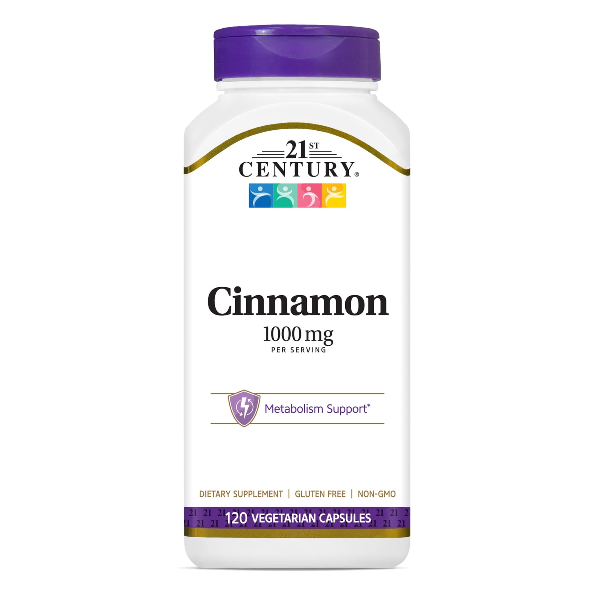 1000 mg Cinnamon Vegetarian Capsules (120 Count), Cinnamon Supplements Supports Sugar Metabolism, Gluten-Free, Non-GMO, No Added Preservatives or Artificial Flavors
