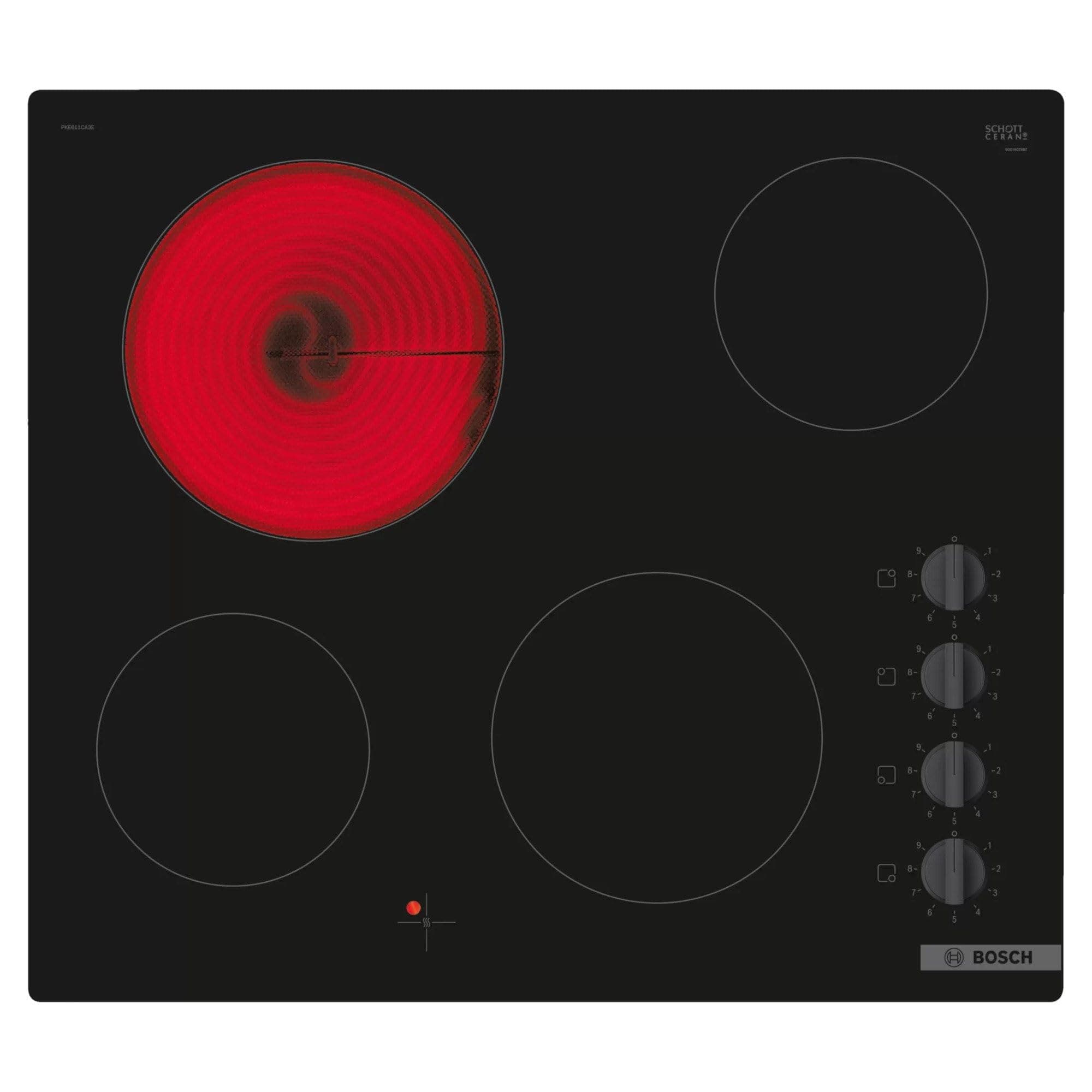 Home & Kitchen Appliances Bosch PKE611CA3E Electric hob, 60 cm, Black, Built in, Serie 2