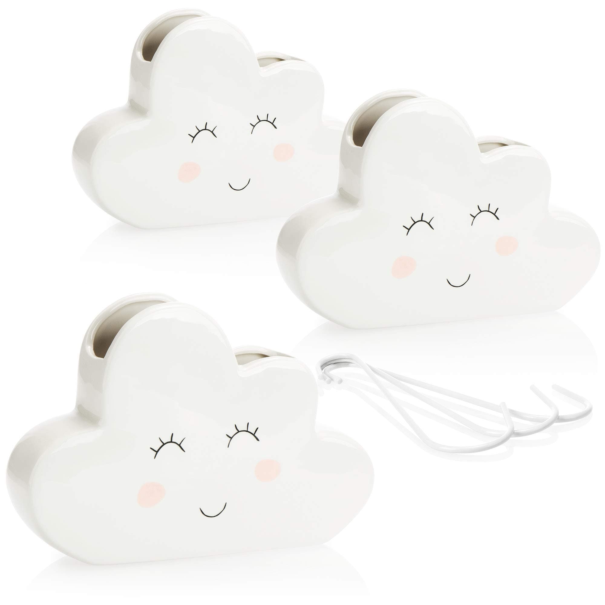 com-four® 3x Air humidifier heating - Radiator air humidifier cloud - Heating water evaporator made of ceramic in funny cloud design - 300 ml