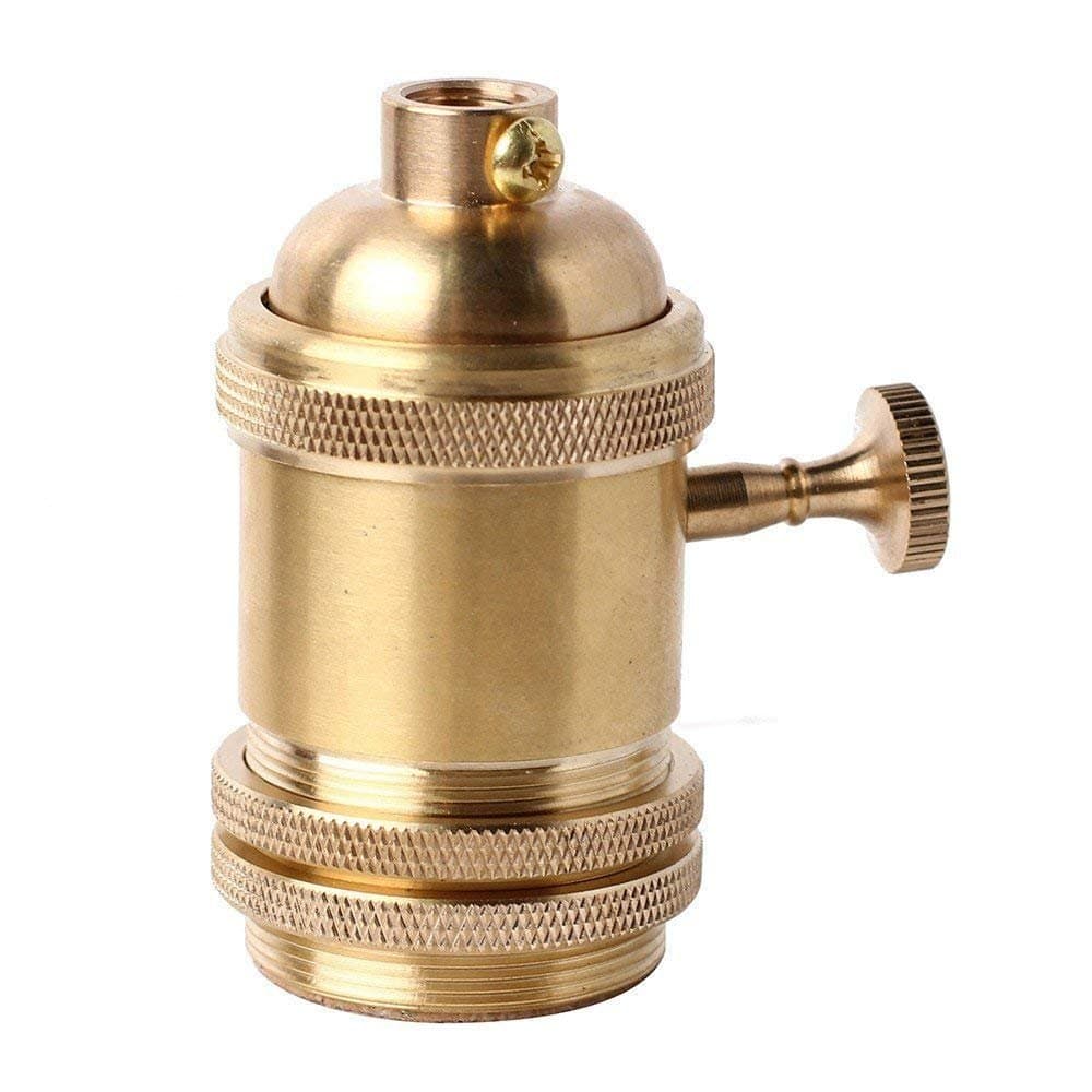 Brass Retro Lamp Holder with Switch Screw Fit E27 for Antique Edison Bulb Pendent Light Wall Scone DIY