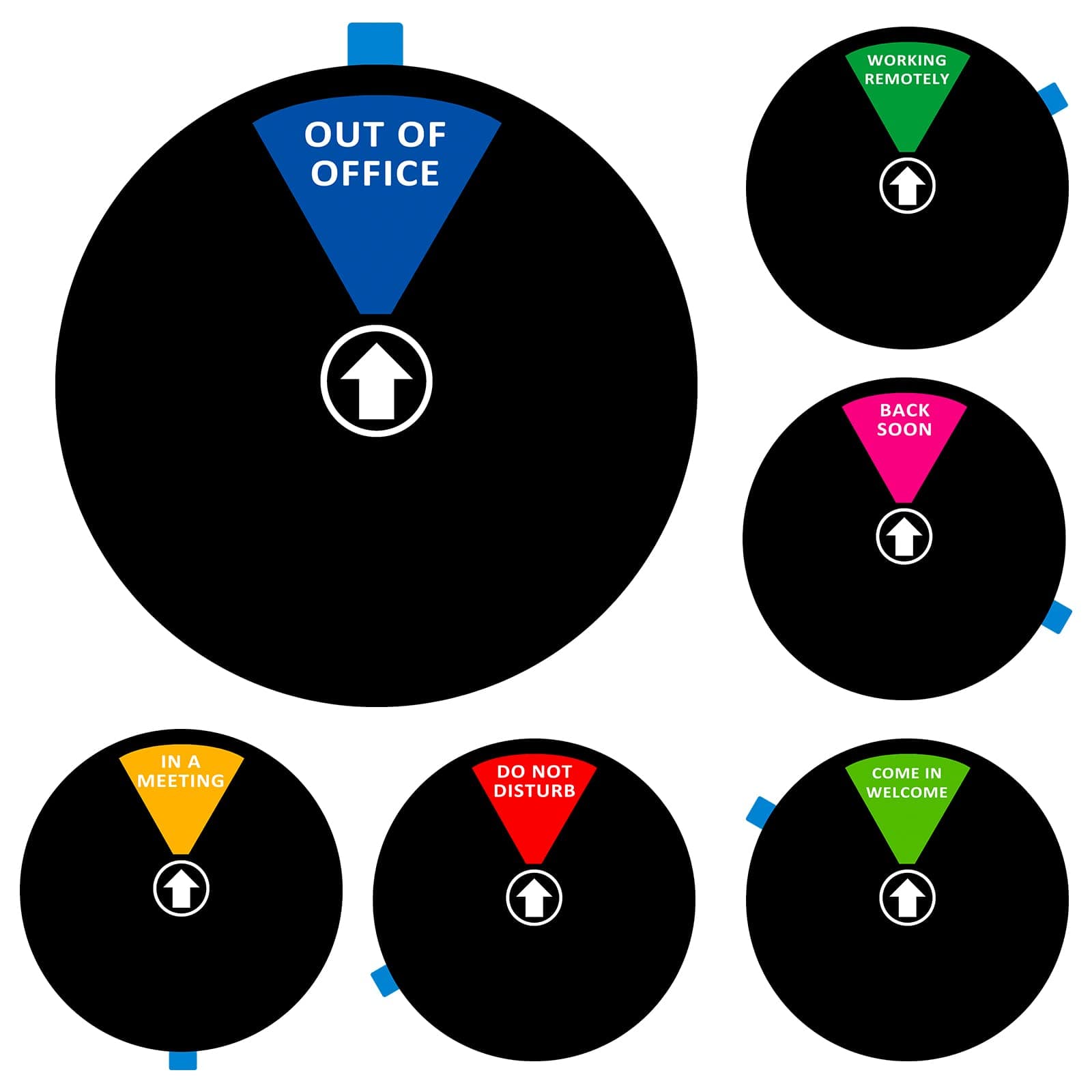 Office Door Sign,Do Not Disturb/Come in Welcome/Out of Office/in a Meeting/Back Soon/Working Remotely Sign, Privacy Door Indicator That Lets Others Know Whether You're Available Or Not (6inch,Black)
