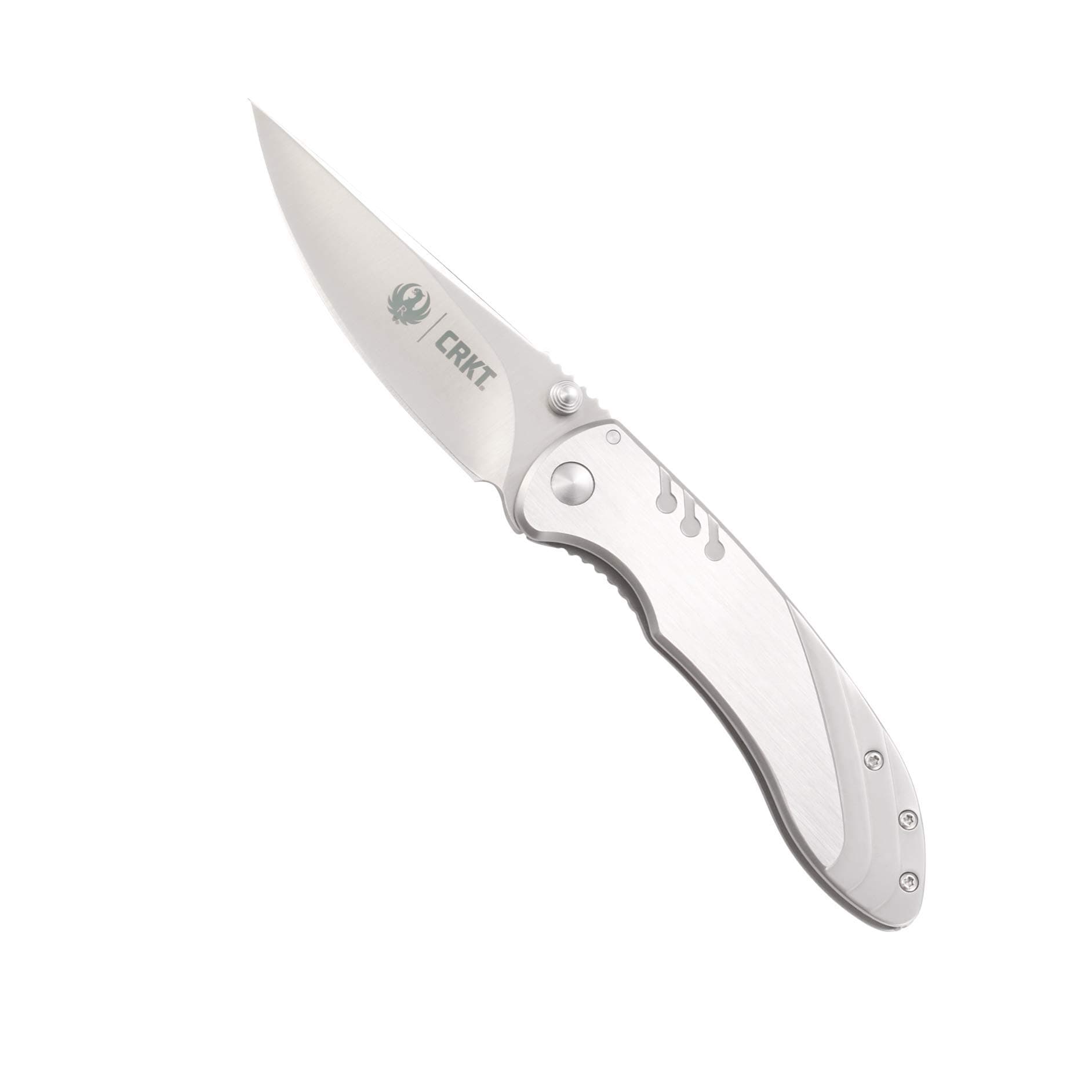 CRKT Ruger Trajectory Folding Pocket Knife: EDC Folder with Frame Lock, Plain Edge Drop Point Blade with Satin Finish, Stainless Steel Handle with Pocket Clip R2802