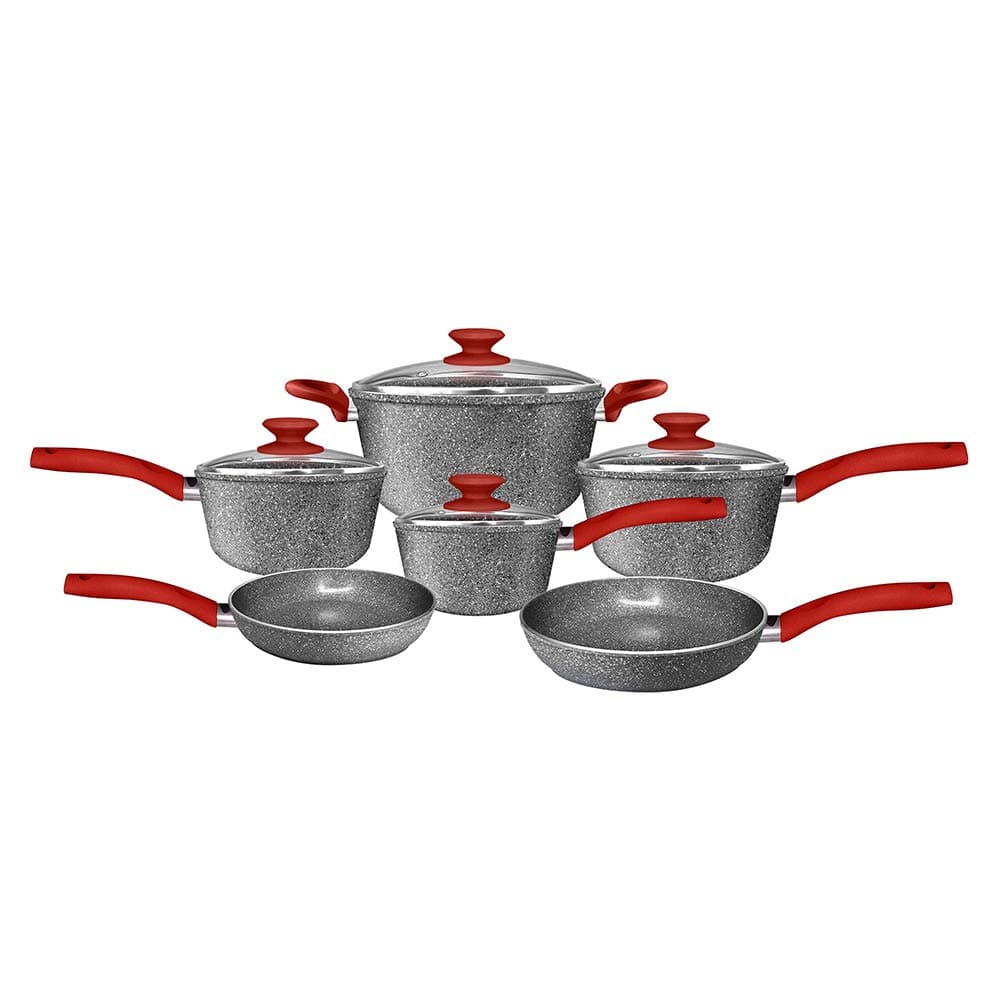 CeraPan Marble Hill Aluminum Non-Stick Cookware Set (10-Piece) - Fry pan Sauce Pan and Dutch Oven Pan Set - Kitchen Pots and Pans Set - Dishwasher Safe