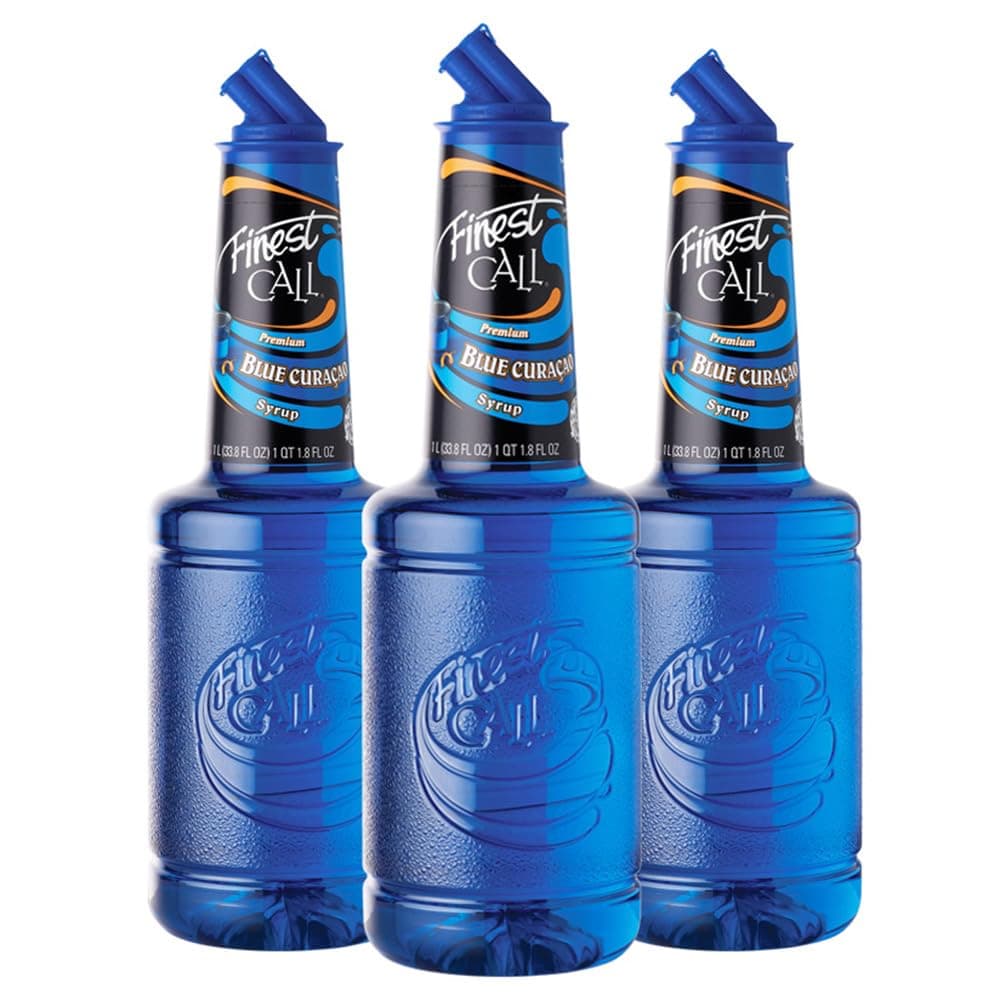 Finest Call Premium Blue Curacao Drink Mix, 1 Liter Bottle (33.8 Fl Oz), Pack of 3