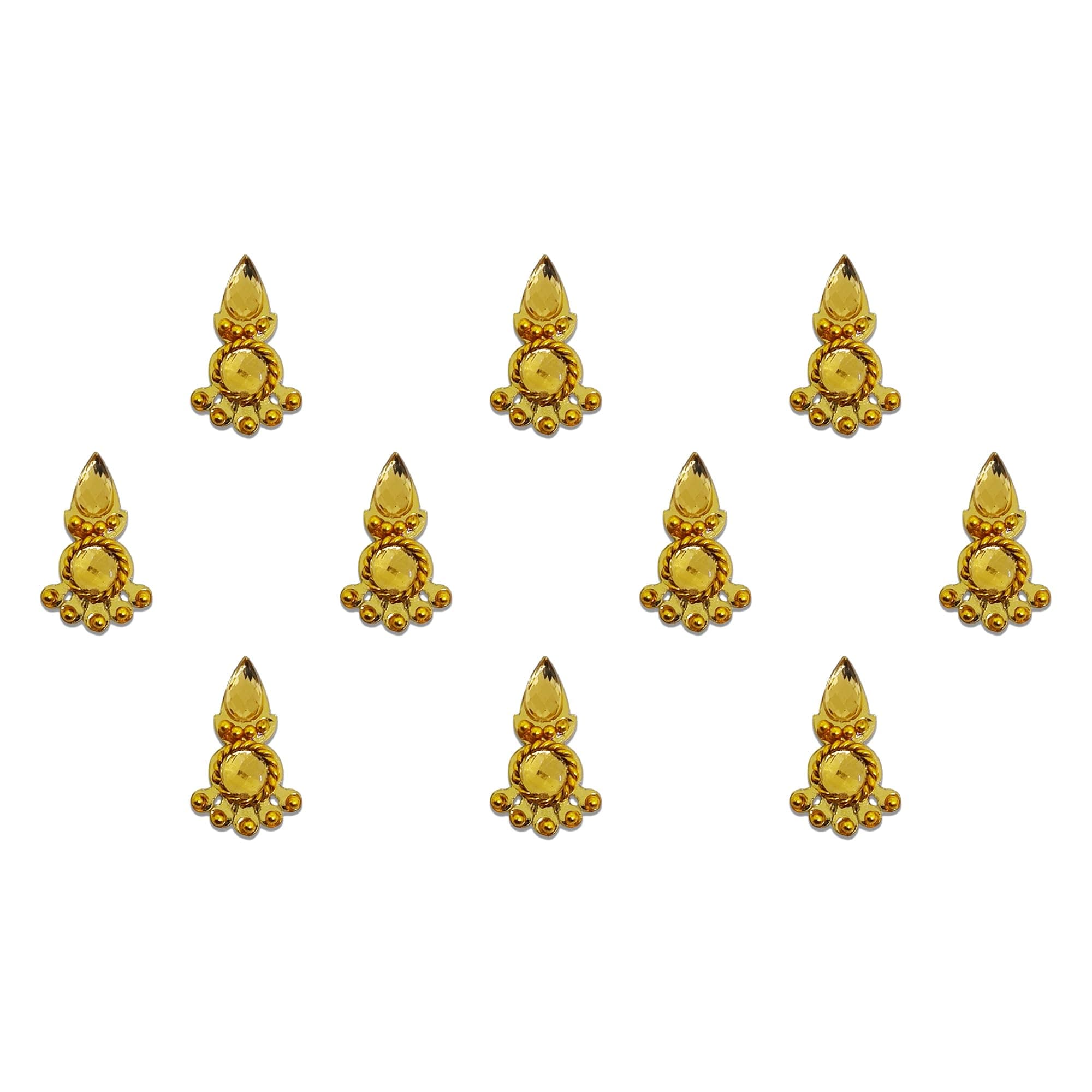 Comet Busters Beautiful Golden Bridal Bindi For Women (BIN172)(10mm)