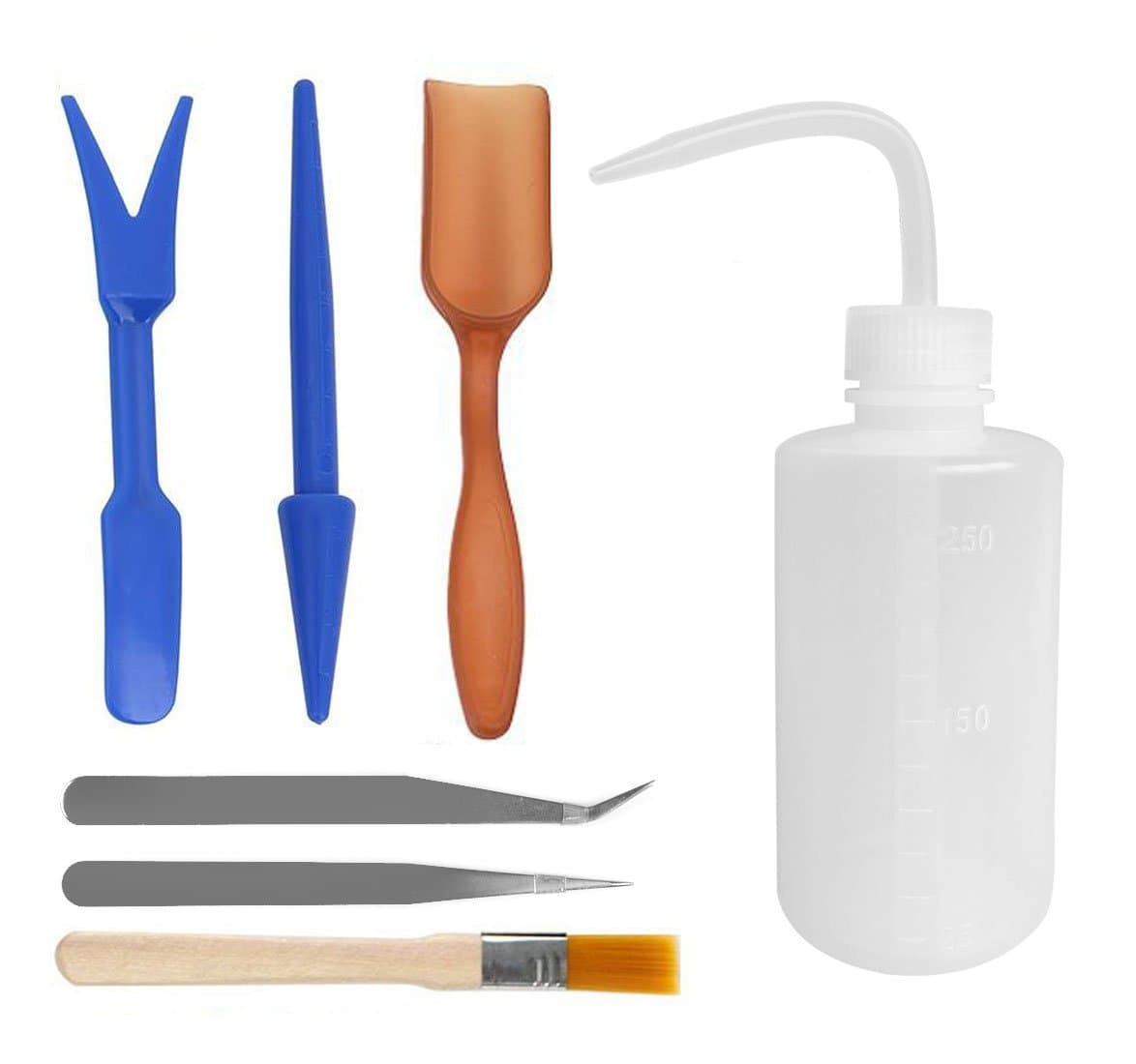 Kitclan Mini Gardening Hand Tools Set, 7 Pieces Succulents and Small Plants Transplanting - for Indoor Miniature Fairy Garden Plant Care