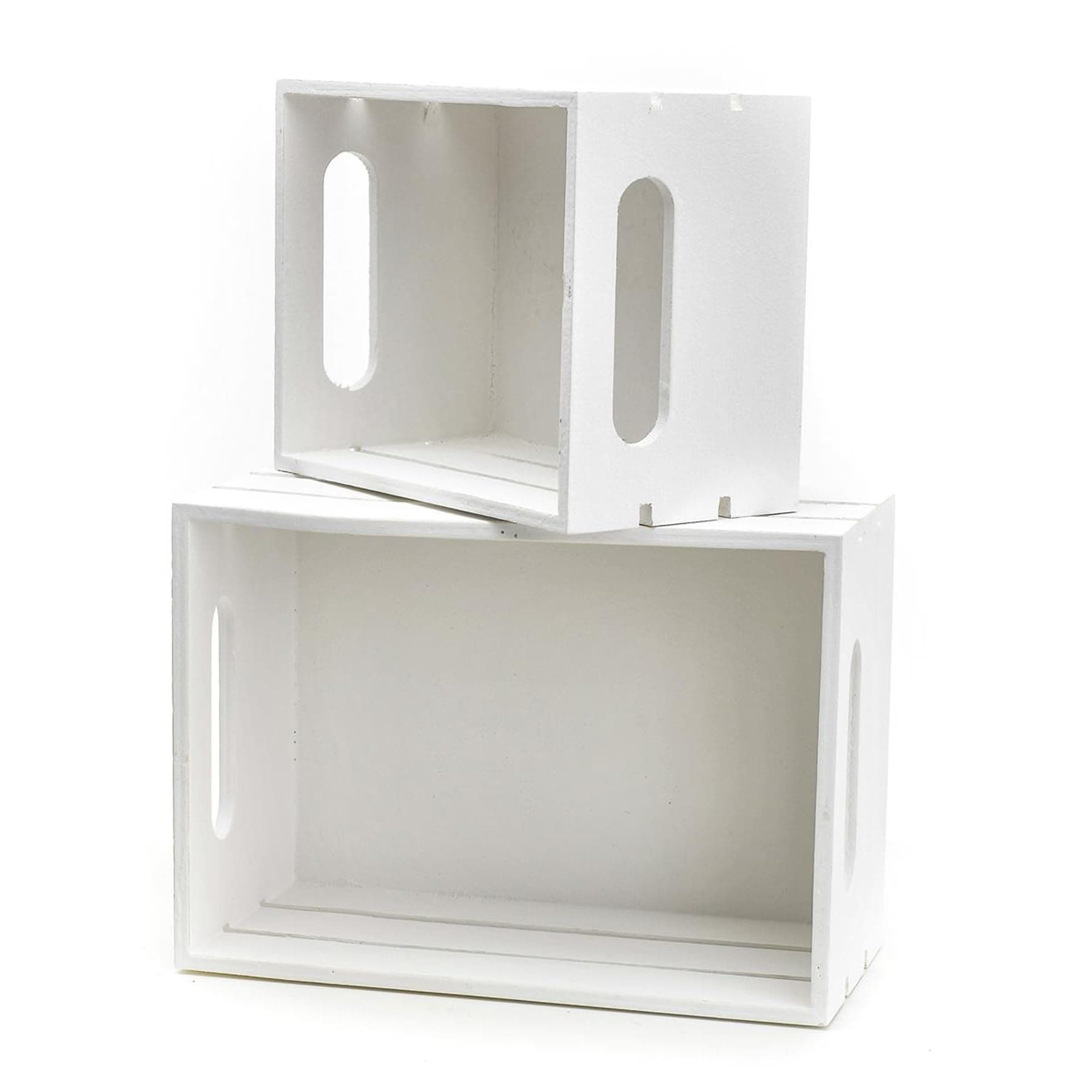Hampton Art Wood Crates Nested 2 Pack, White Wooden Storage Crates for Home Décor, Crafts, Organizing, Display, and Keepsakes