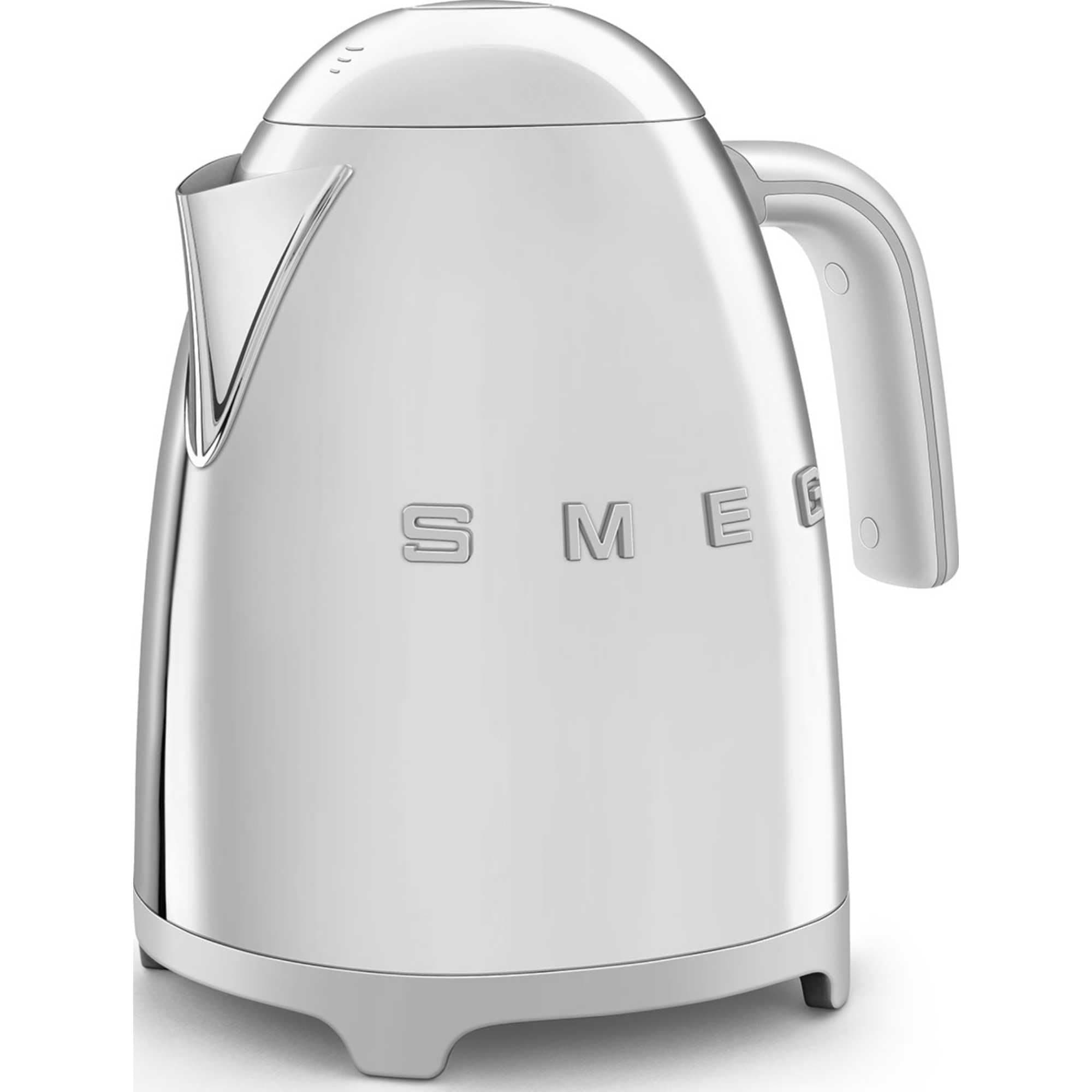 Smeg Klf03Ssuk, 50'S Retro Style Kettle, 1.7 L Capacity With Water Level Indicator, 360 Swivel Base, Anti-Slip Feet, Soft Opening Lid, Stainless Steel, Chrome, 1 Year Warranty