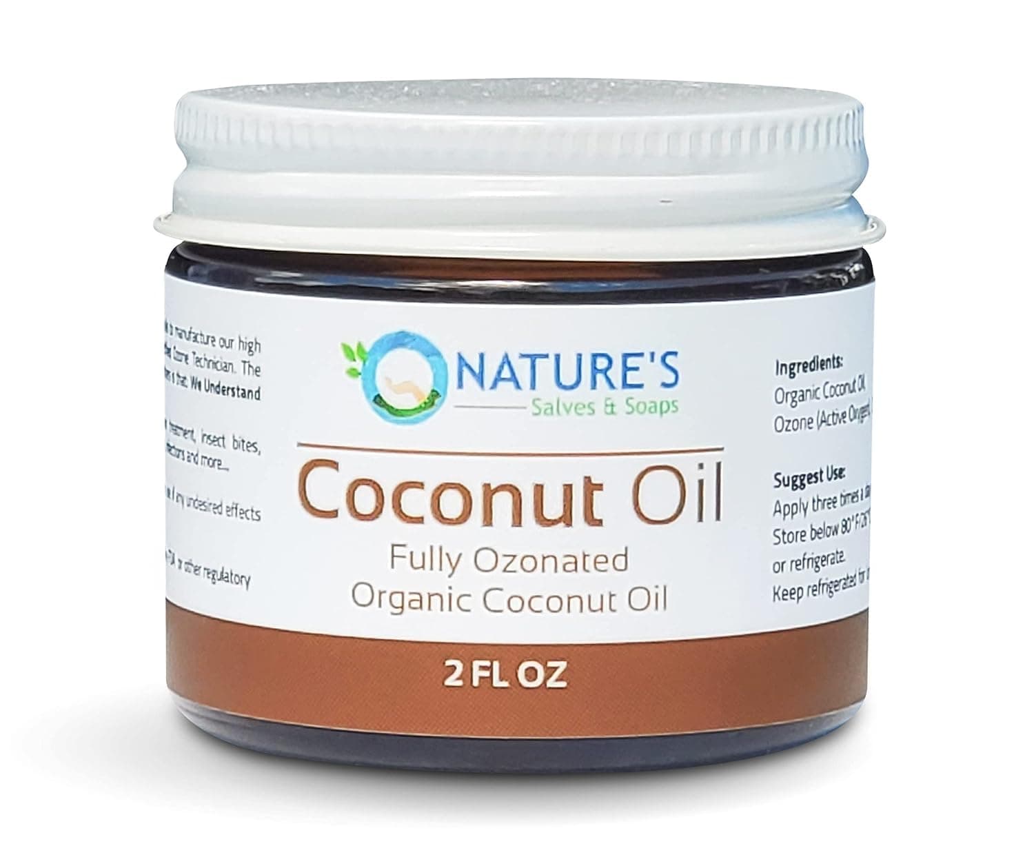 Fully Ozonated 100% Organic Unrefined Organic Coconut Oil. Holistic, Homeopathic, Natural, Dental, Skin, Hair (2 Fl. Oz)