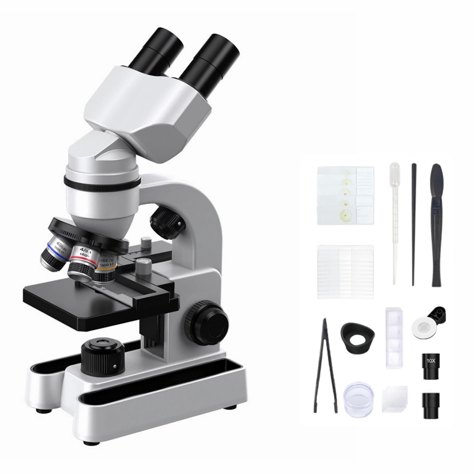 Microscope Biological Educational Microscope for Students with Phone Clip, Biological Sample and Fill Light (1)