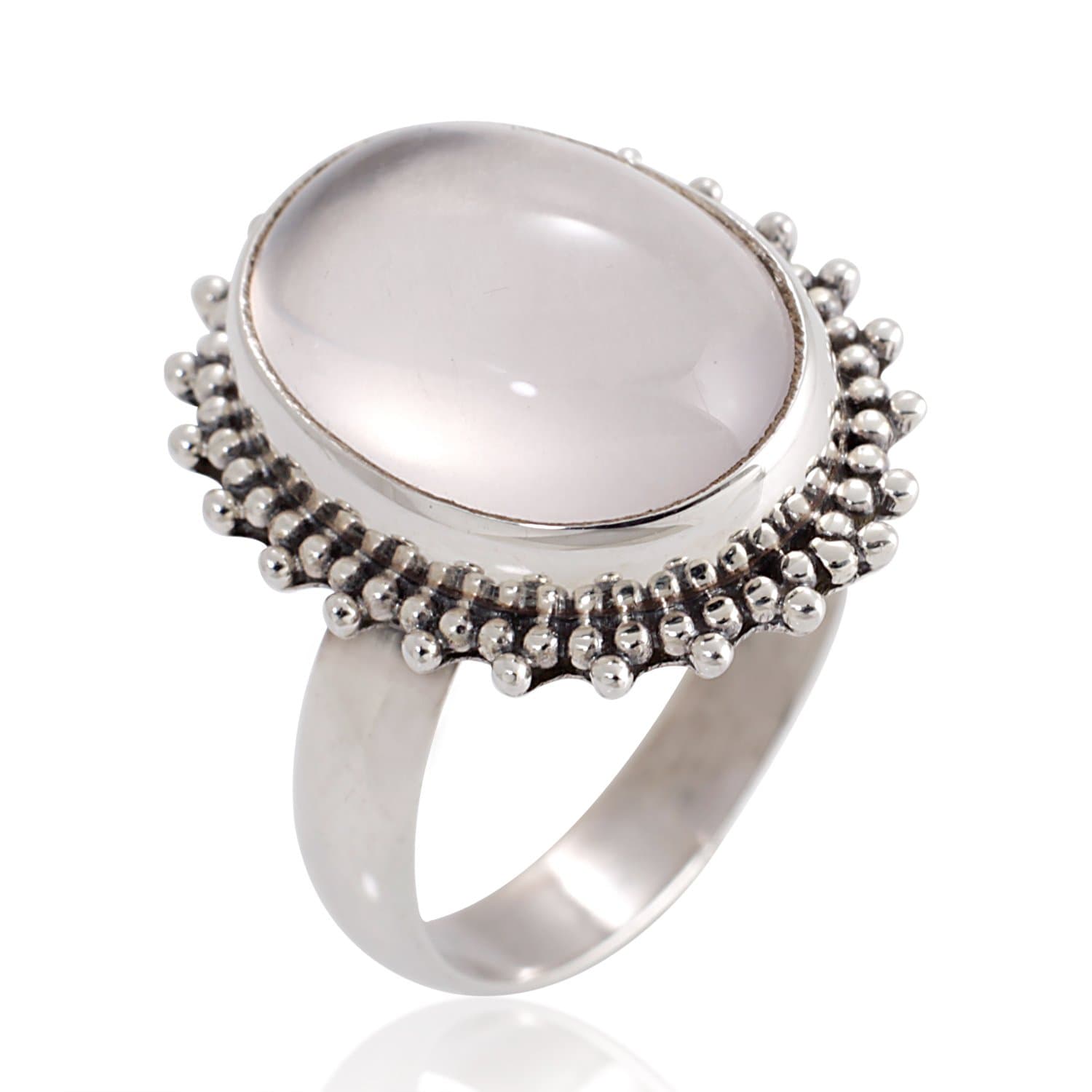 925 Oxidized Sterling Silver Natural Moonstone Gemstone Oval Shaped Vintage Band Ring Size 6, 7, 8