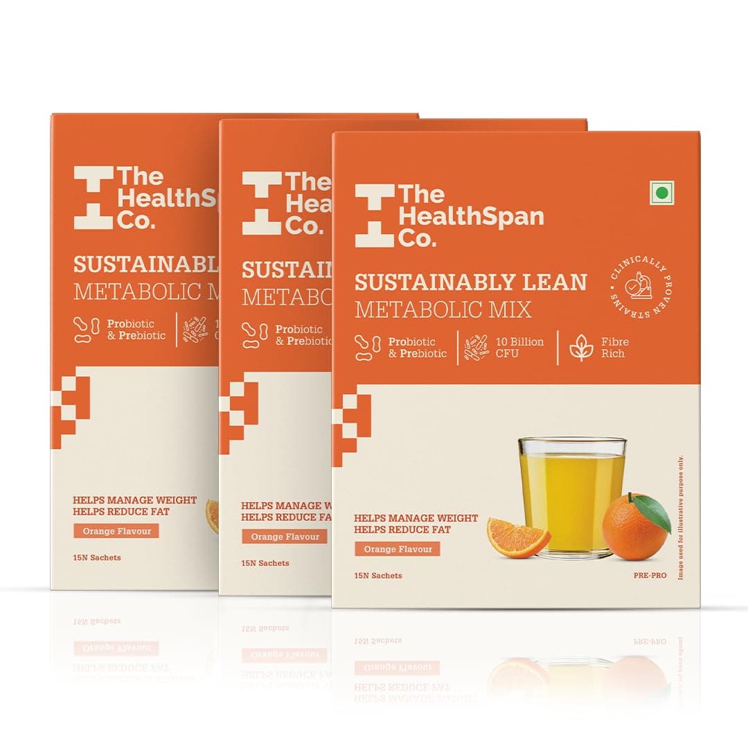 The Healthspan Co. Metabolically Lean for Weight Management, Boosts Metabolism & Reduces Cravings, Weight Loss for Men & Women, 10 Billion CFU Probiotic + L-Carnitine, Rich in Fiber, 45 Days Pack