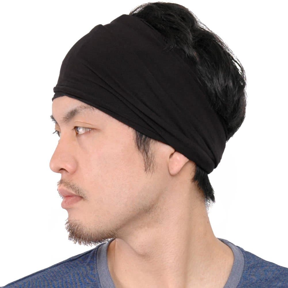 CHARM Mens Elastic Japanese Headband - Long Hair Bandana Womens Head Wrap Dreads